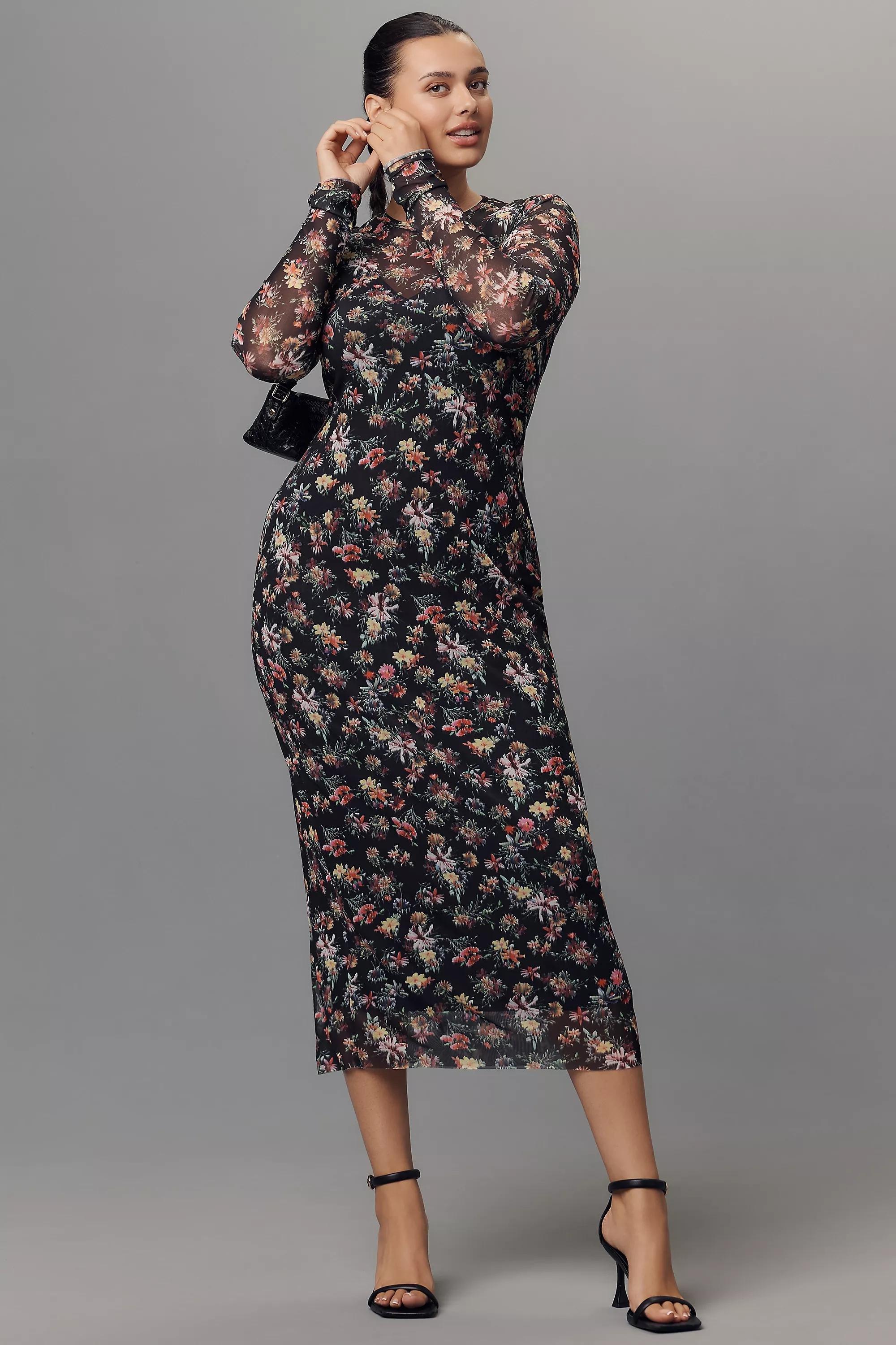 Afrm Ashland Slim Midi Dress, Black, A501_0009, large image number 3