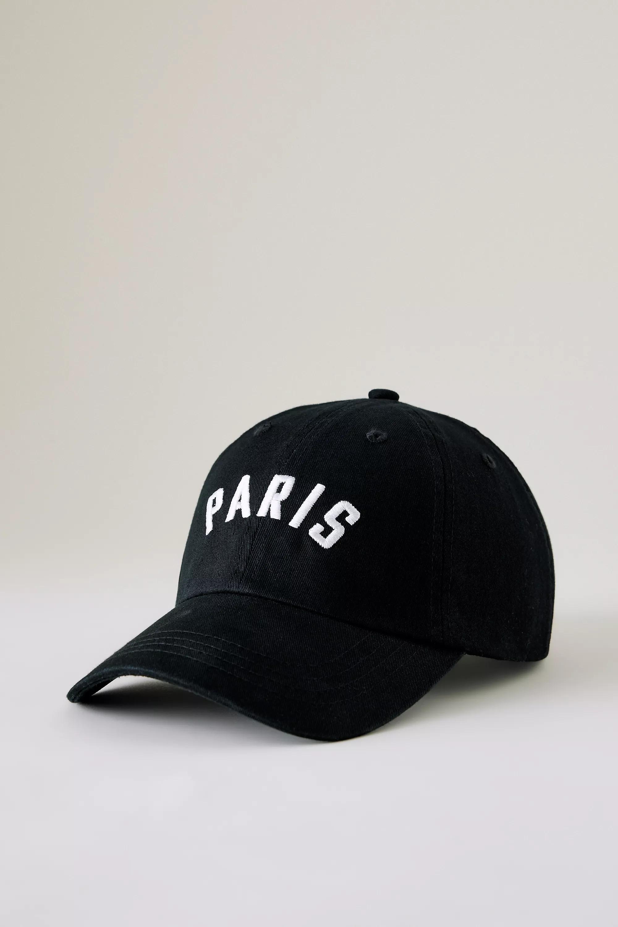 Paris Embroidered Baseball Cap, Black, A501_0001, large image number 0