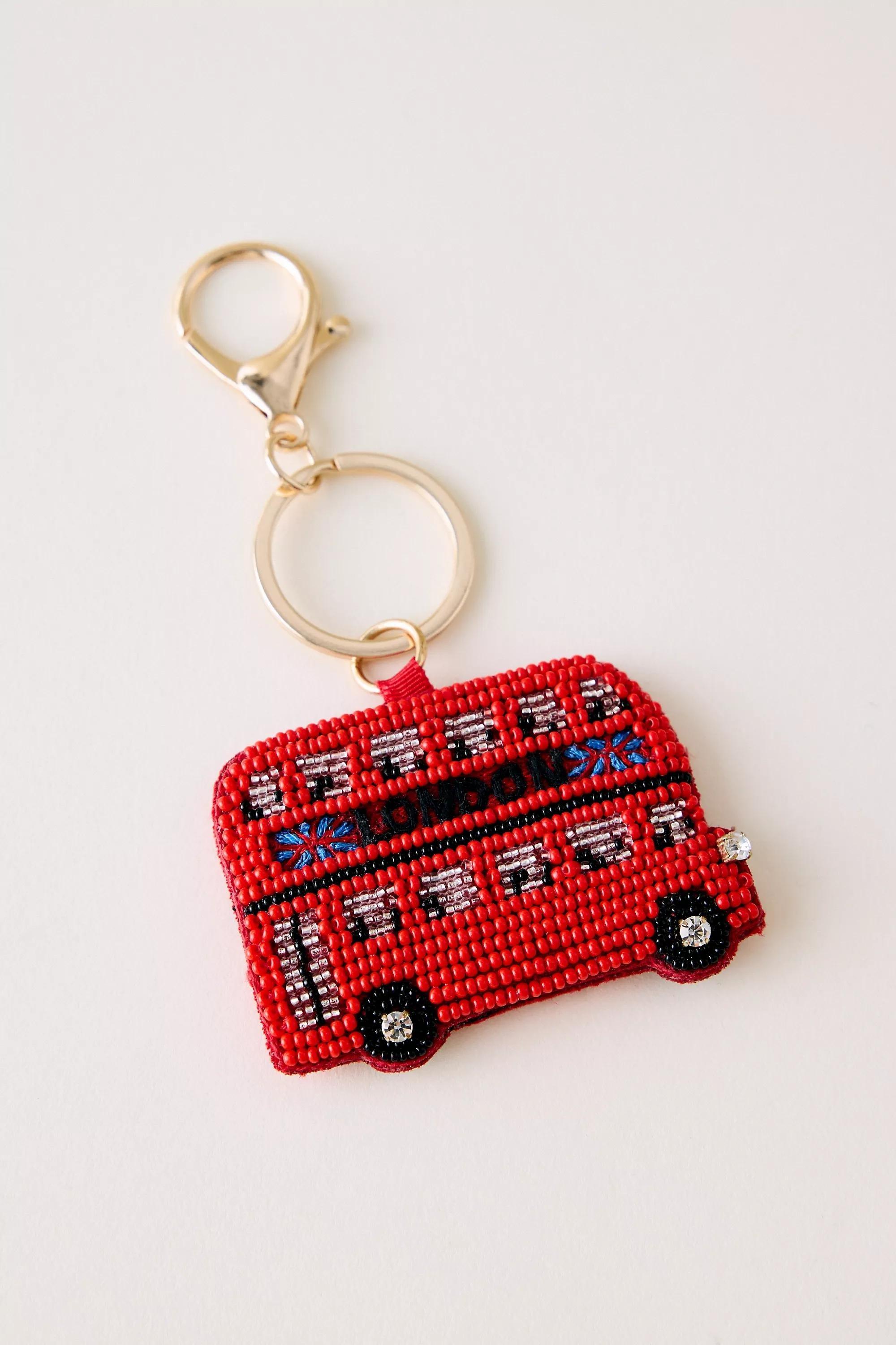 London Bus Beaded Bag Charm, Red, A501_0000, large image number 1