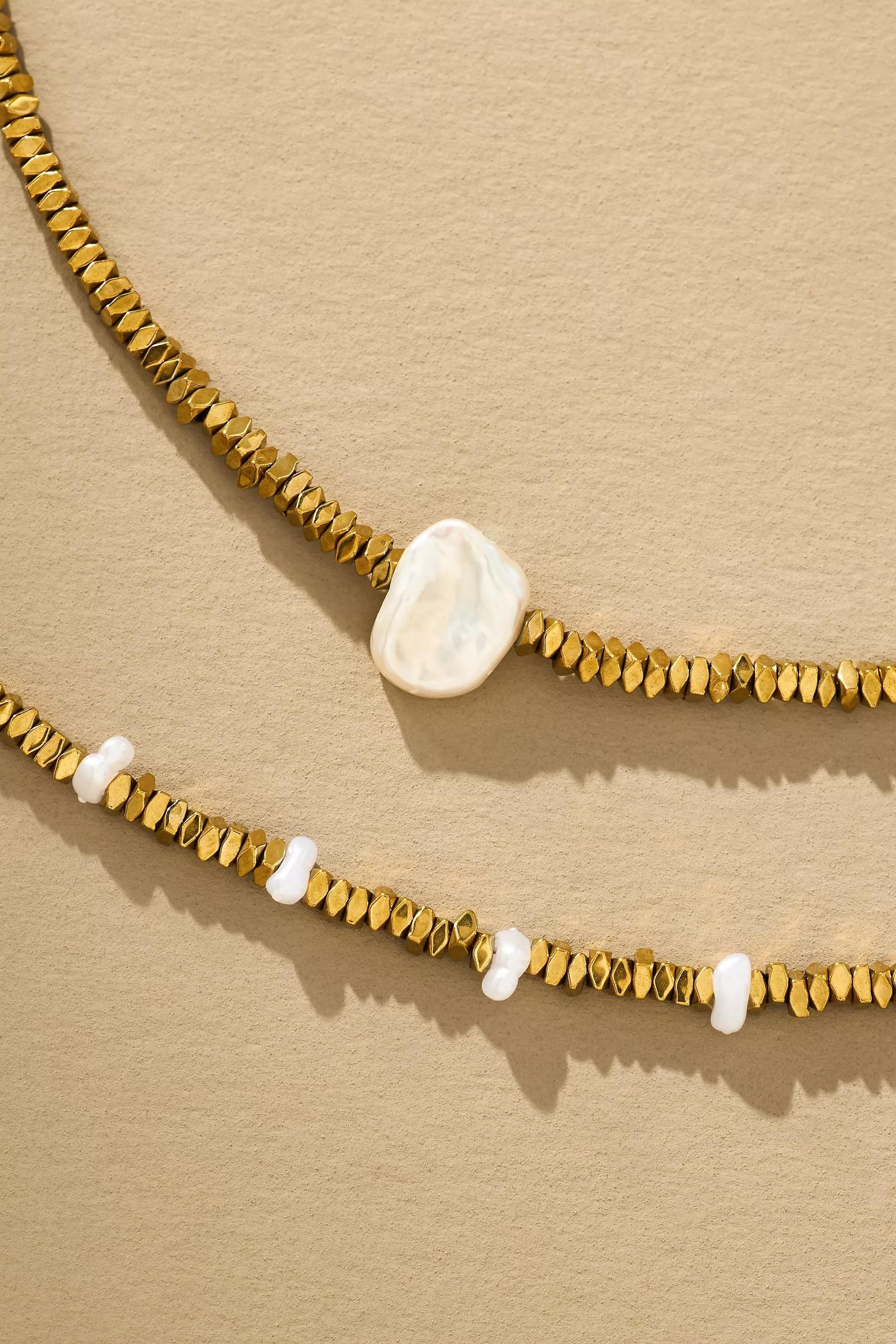 Beaded Pearl Necklaces, Set Of 2, Gold, A501_0070, large image number 3