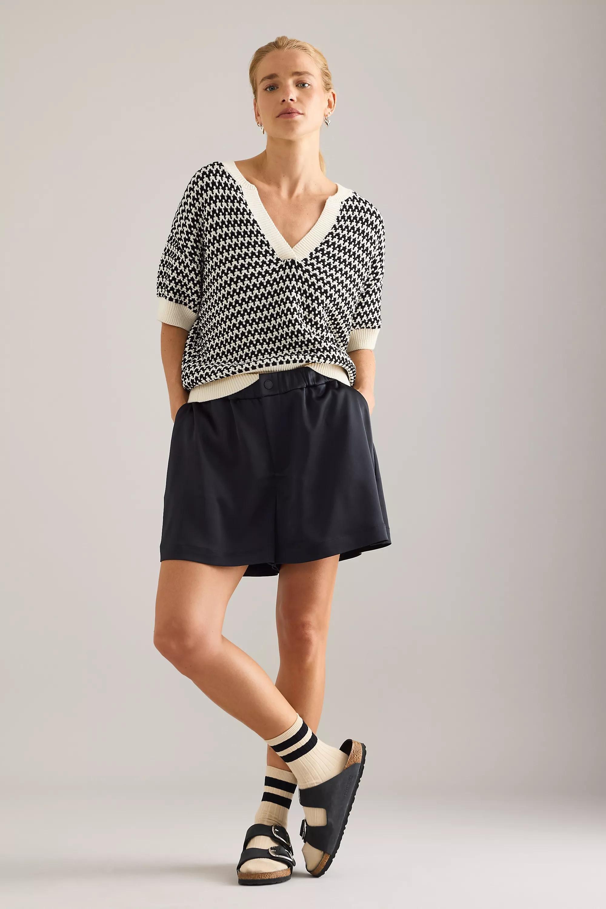 Varley Sarka High-Rise Sateen Shorts, Black, A501_0001, large image number 2