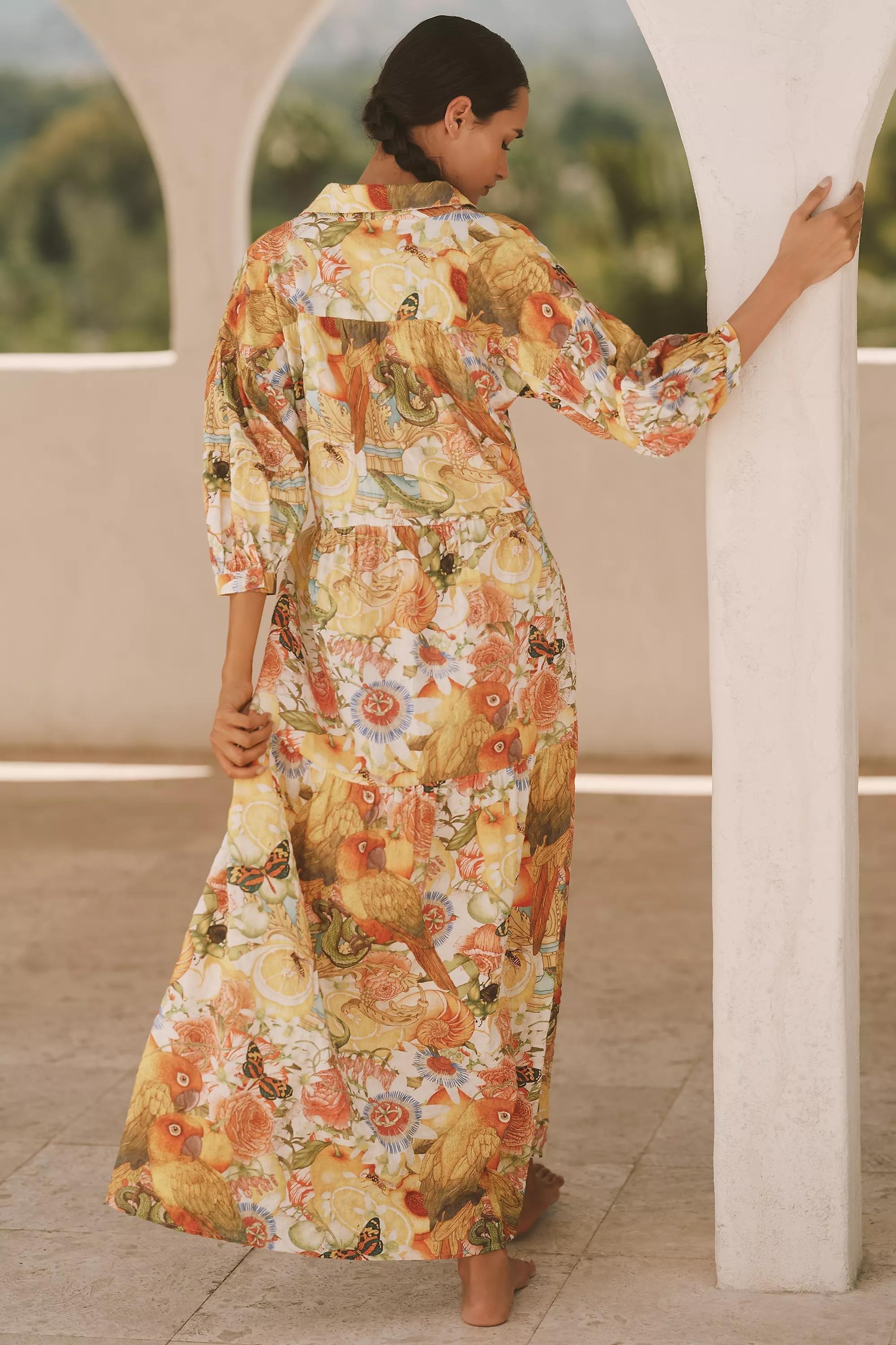 The Carolita Printed Shirt Dress, Orange, A501_0089, large image number 1