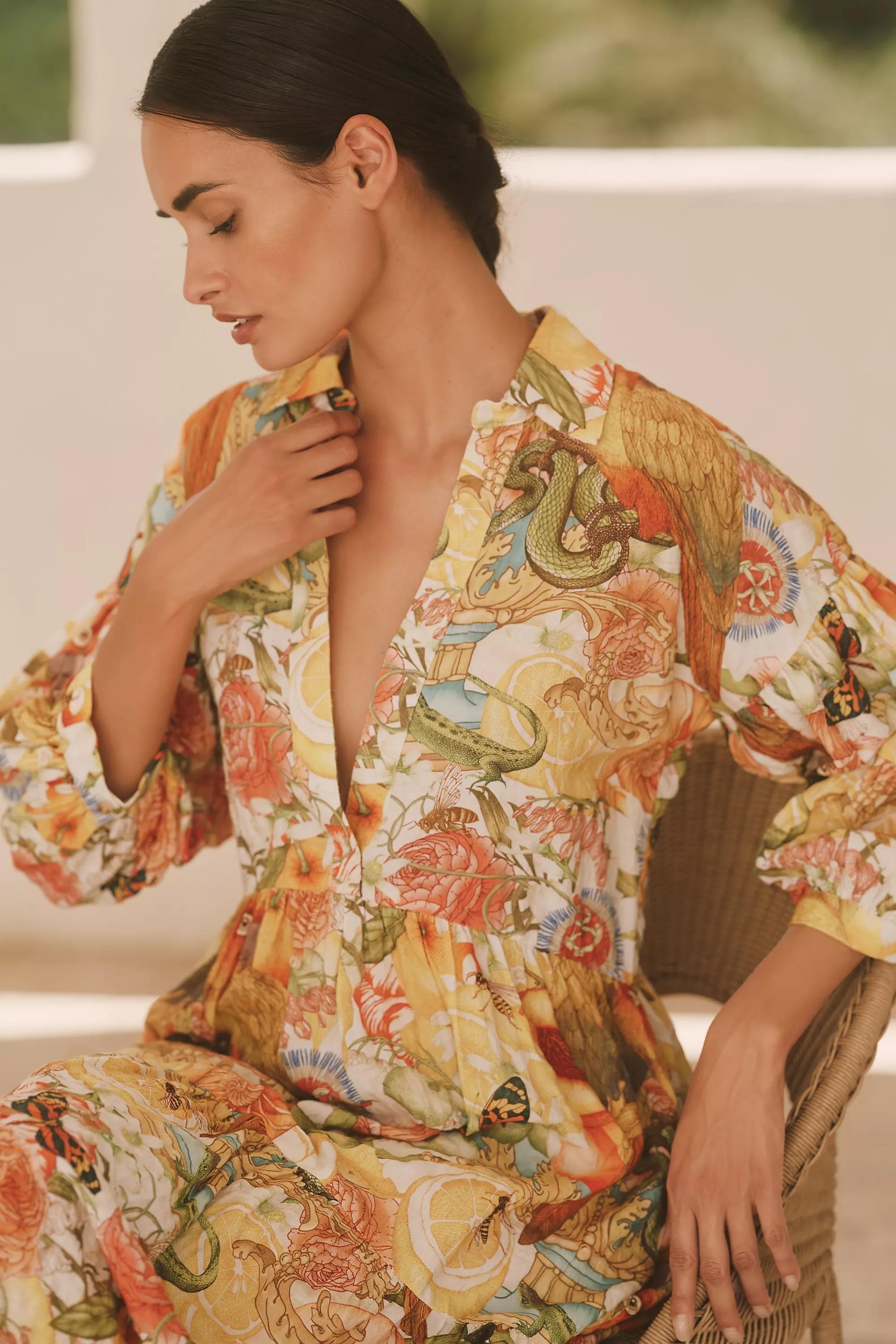 The Carolita Printed Shirt Dress, Orange, A501_0089, medium