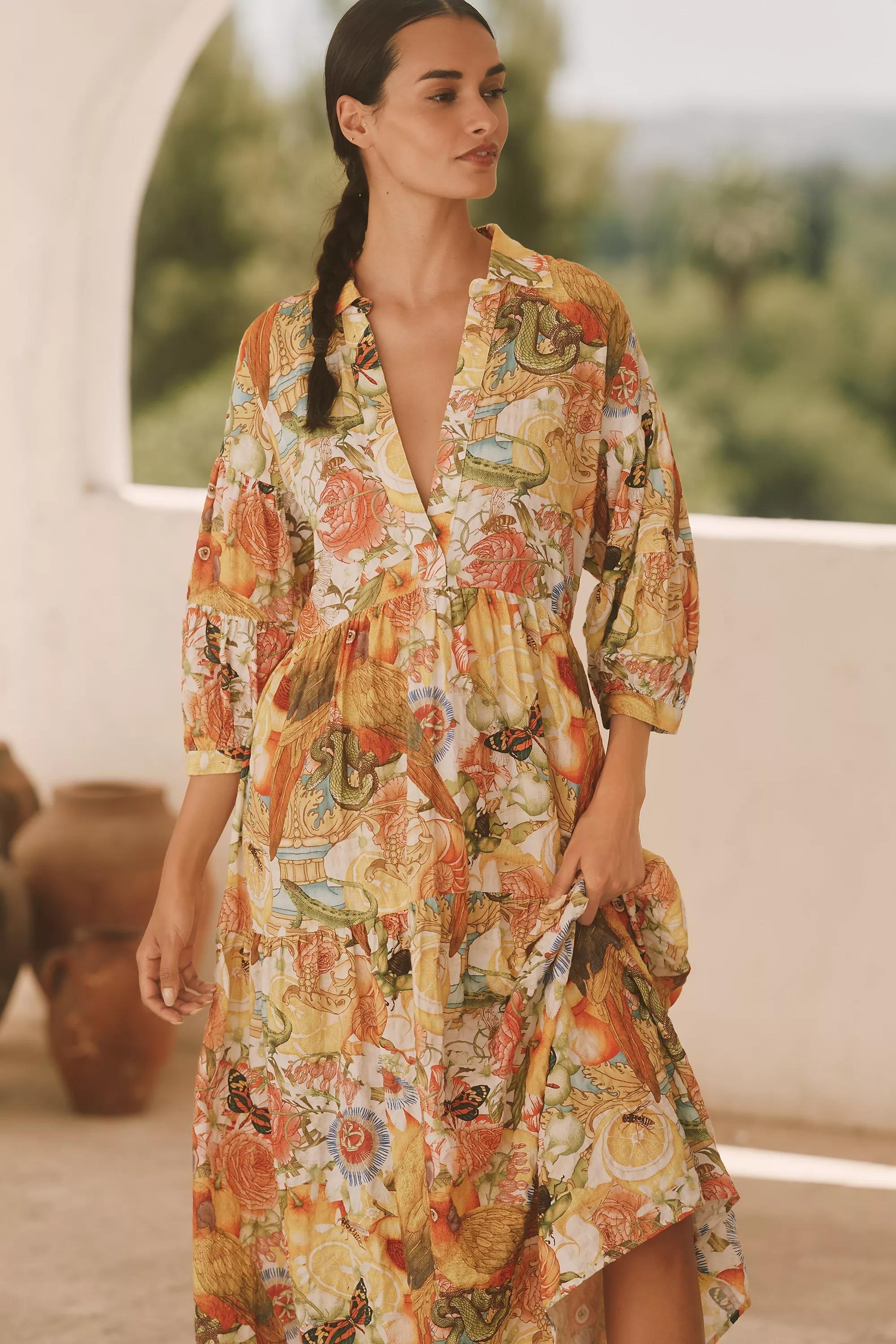 The Carolita Printed Shirt Dress, Orange, A501_0089, large image number 3