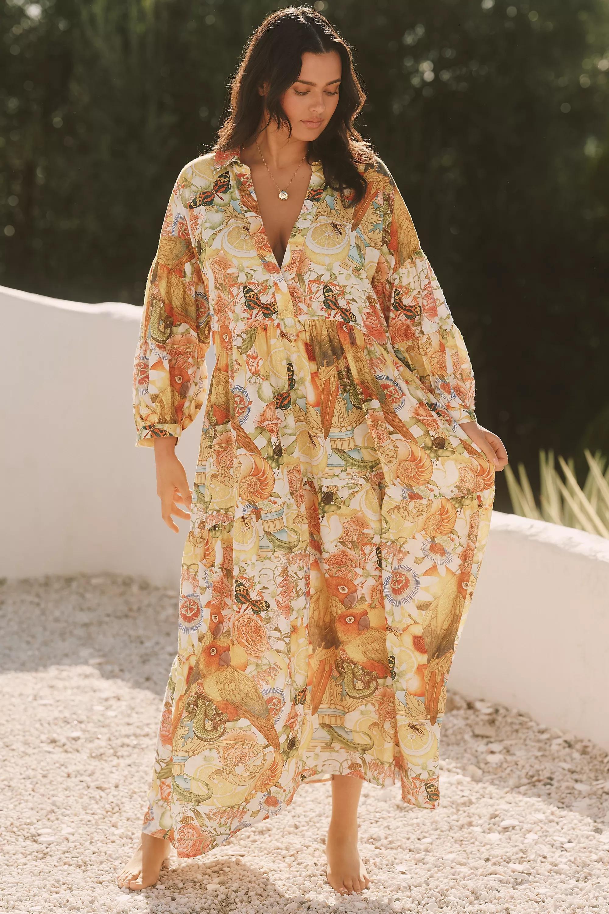 The Carolita Printed Shirt Dress, Orange, A501_0089, large image number 4