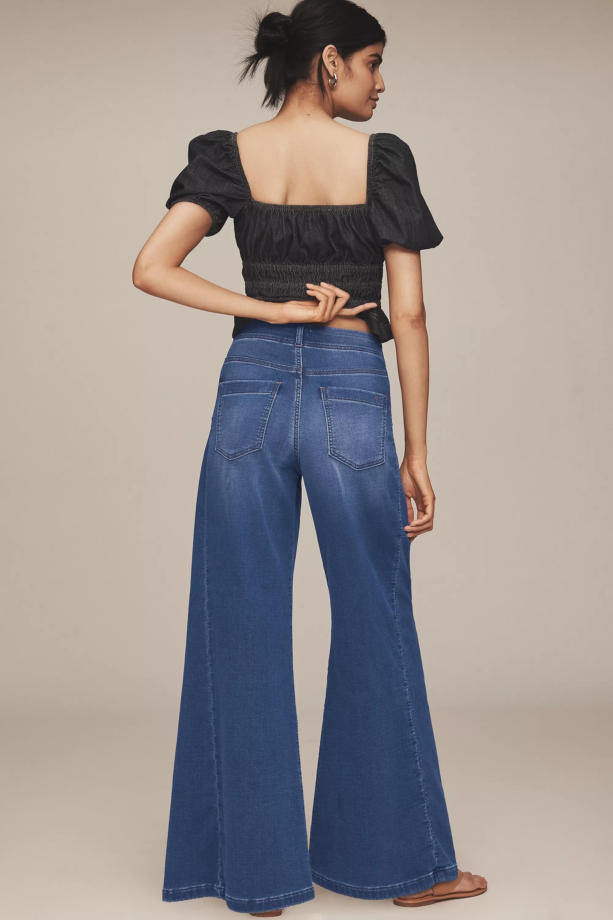 By Pilcro The Adi Knit Mid-Rise Flare Jeans, Blue, A501_0093, large image number 2