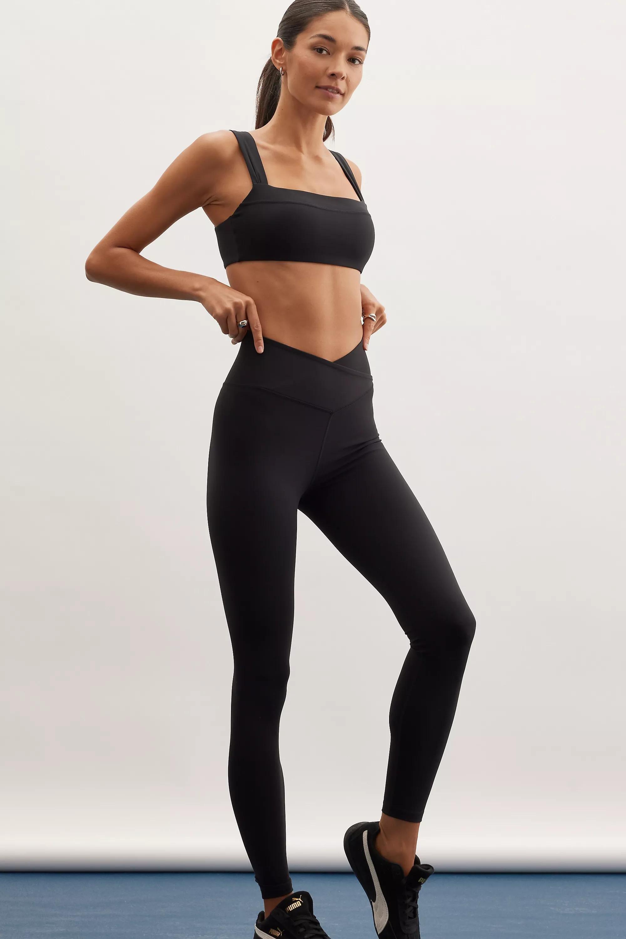 Wrapped High-Waist Leggings, Black, , large image number 1