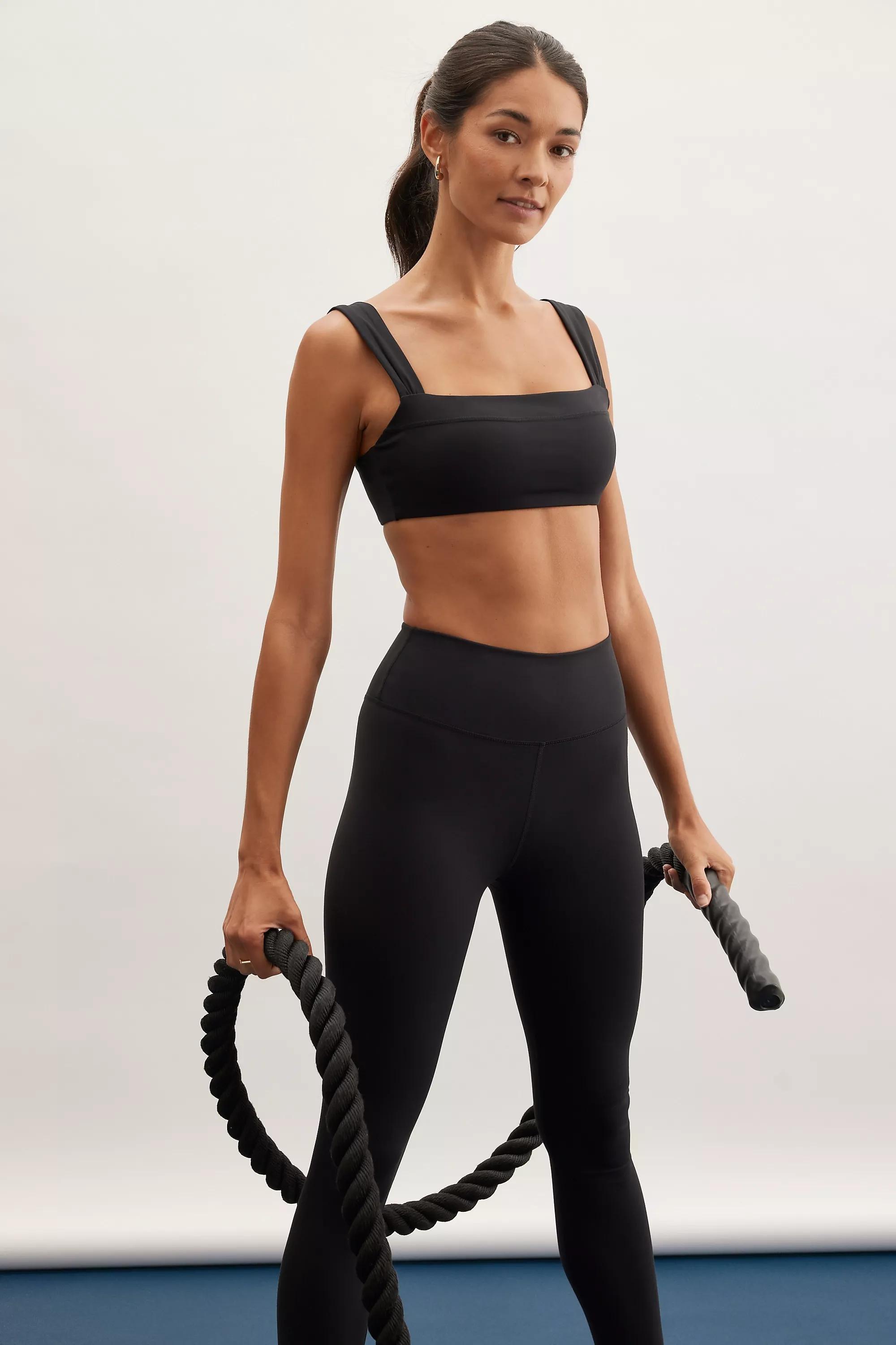 By Tala Ruched Strap Bandeau Sports Bra, Black, Black, large image number 0
