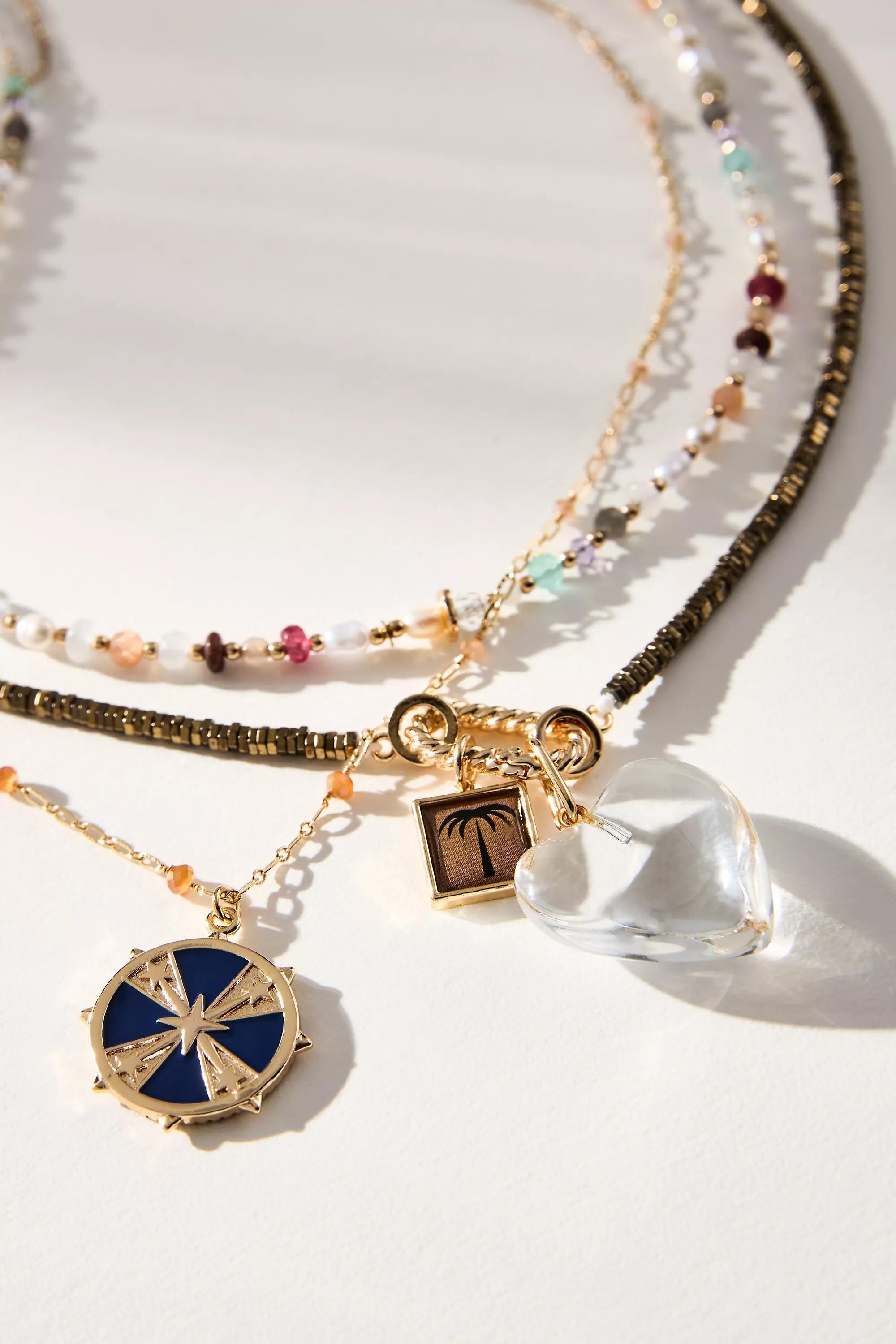 Shades Of Sea Layered Necklaces, Multicolour, A501_0000, large image number 2