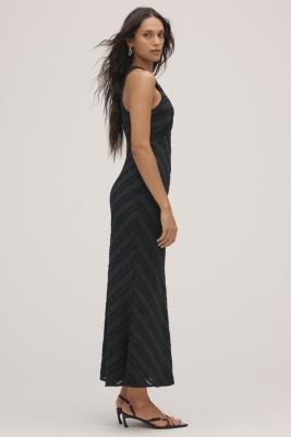 Textured Slip Midi Dress, Black, A501_0001, large image number 3