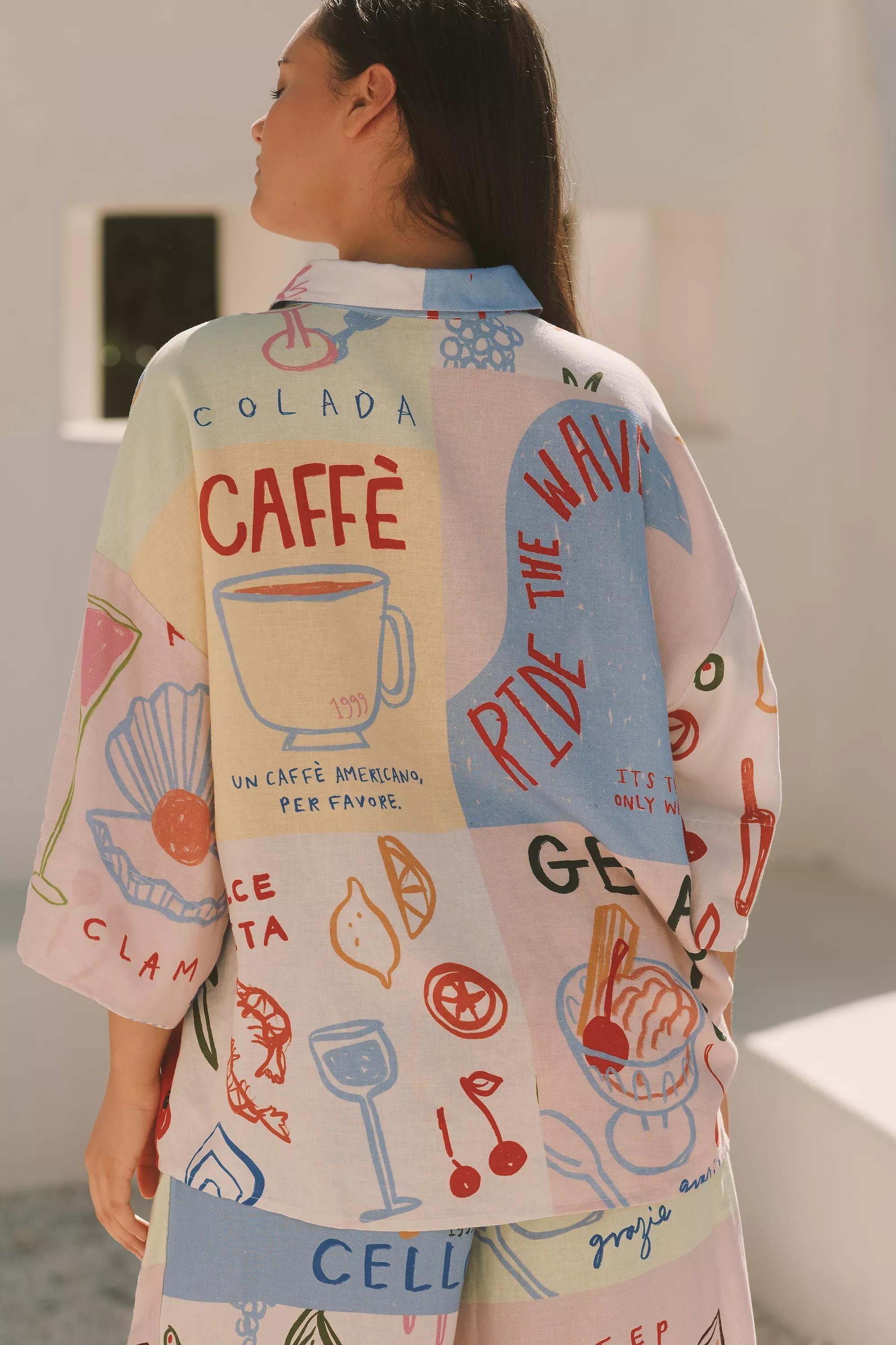 Jordan Nickson X Celandine Linen Printed Blouse, Multicolour, A501_0090, large image number 3