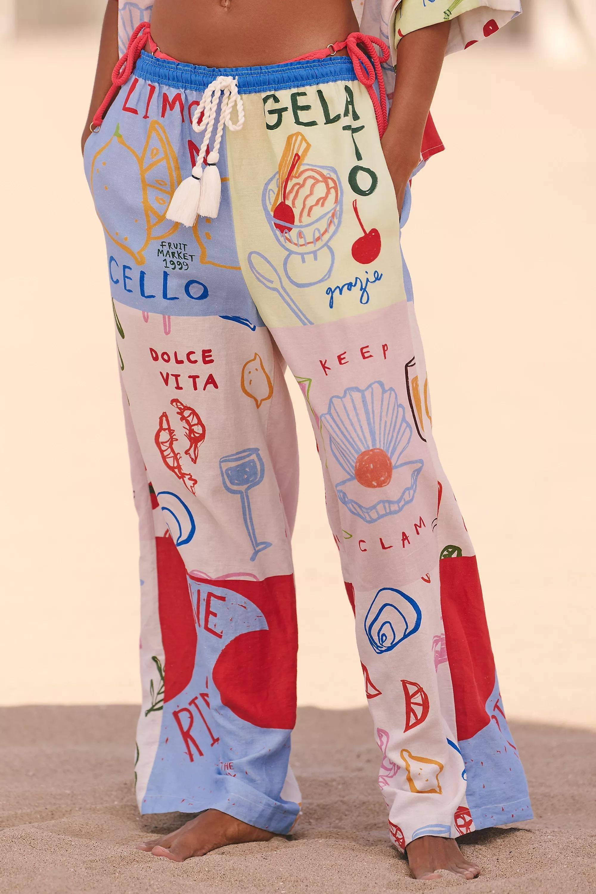 Jordan Nickson X Celandine Linen Printed Pants, Multicolour, , large image number 2
