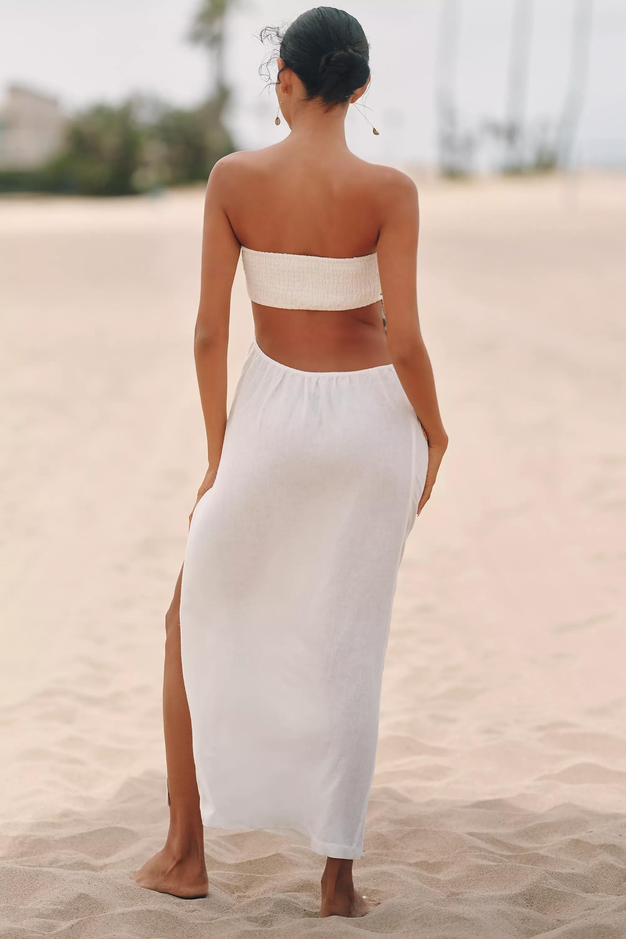 By Celandine Strapless Cutout Linen Blend Dress, White, A501_0010, large image number 3