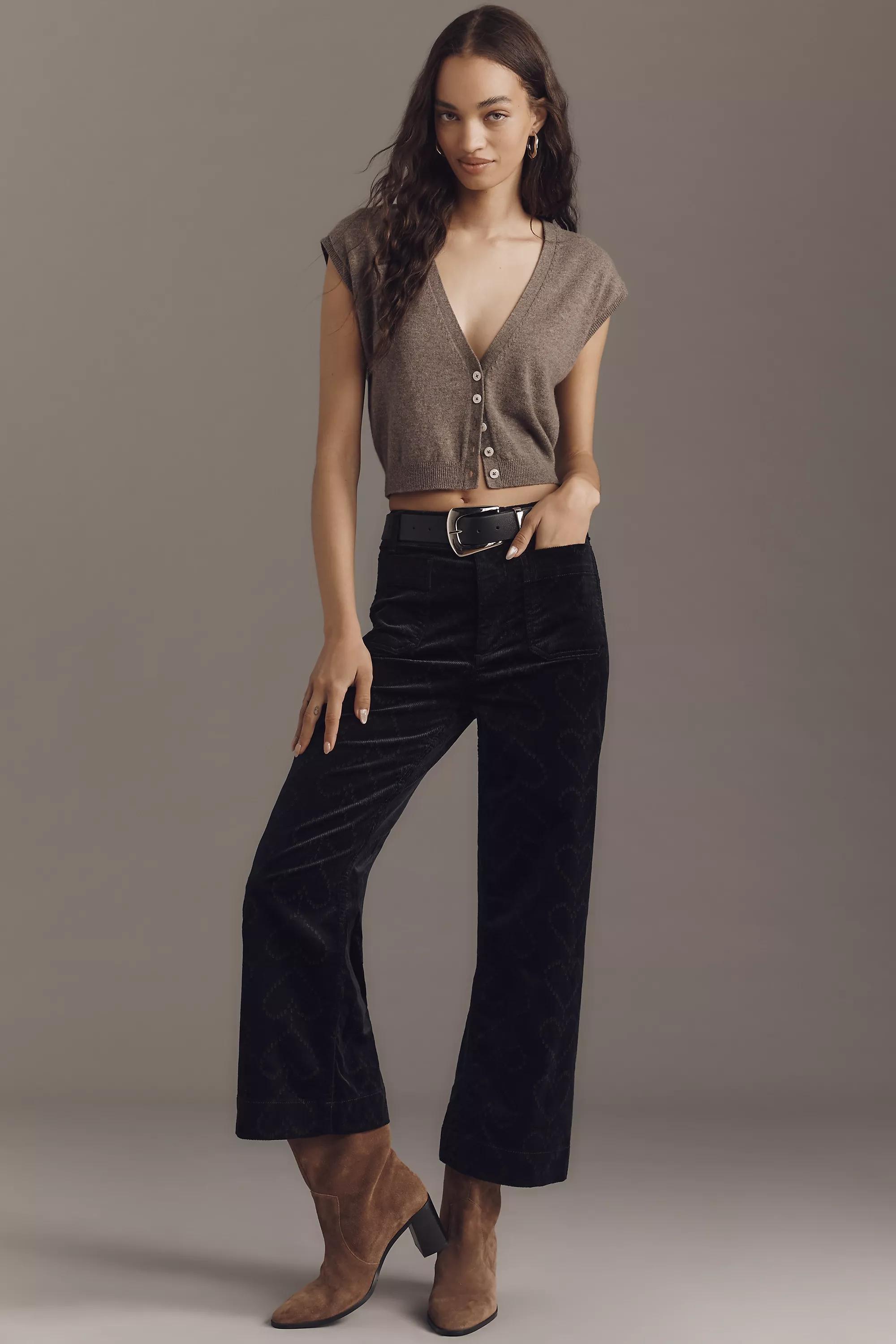 By Maeve The Colette Crop Corduroy Heart-Print Trousers, Brown, , medium