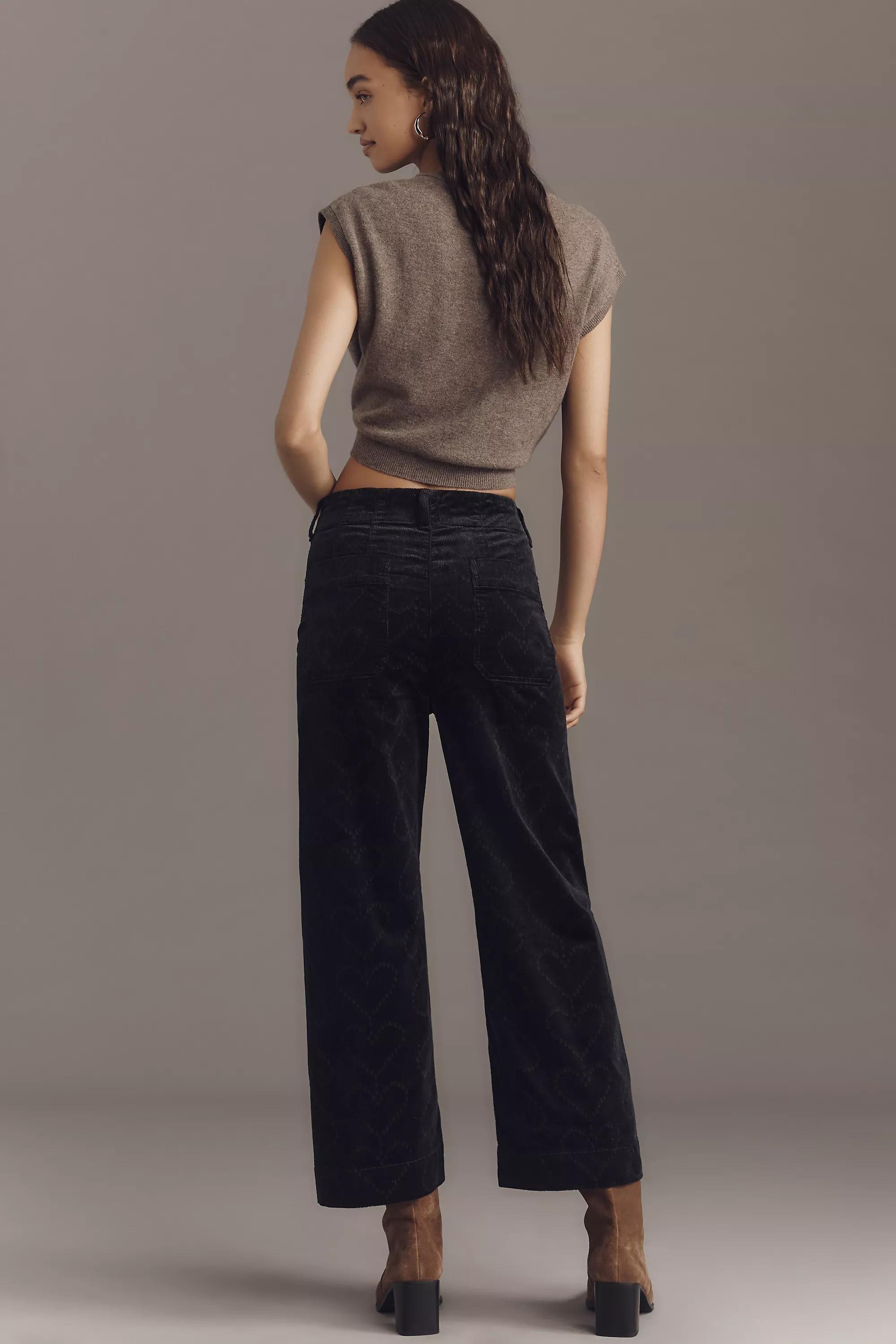 By Maeve The Colette Crop Corduroy Heart-Print Trousers, Brown, , large image number 1