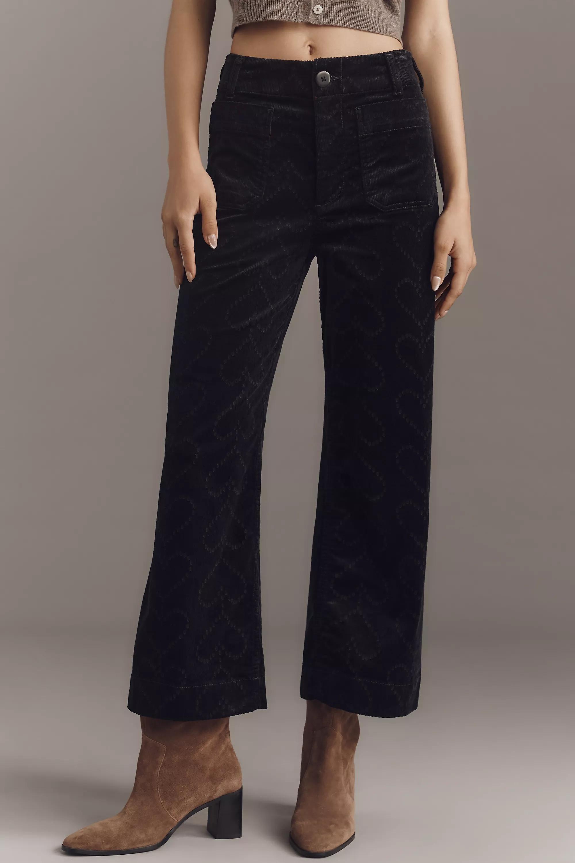 By Maeve The Colette Crop Corduroy Heart-Print Trousers, Brown, , large image number 3