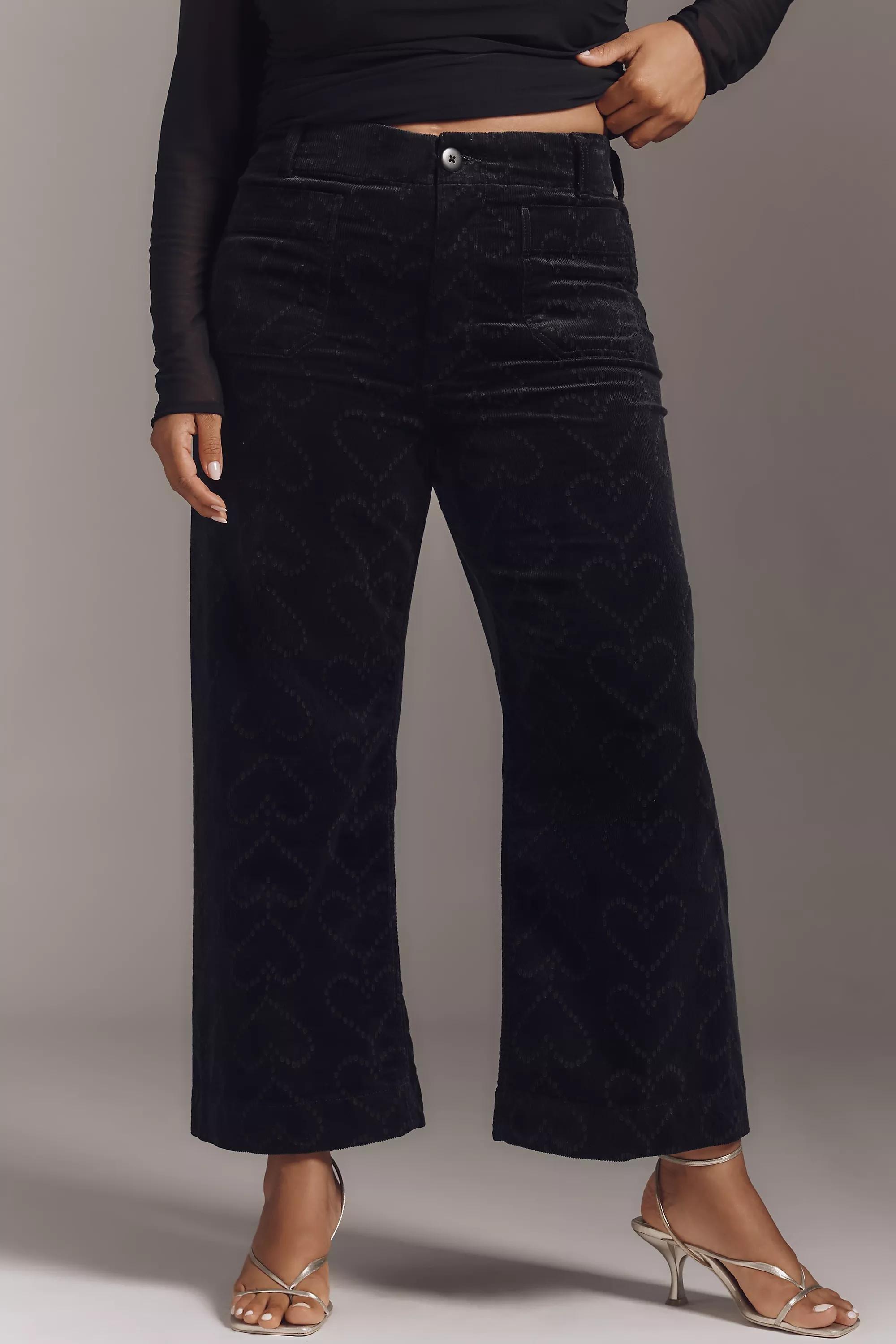 By Maeve The Colette Crop Corduroy Heart-Print Trousers, Brown, A501_0008, large image number 5