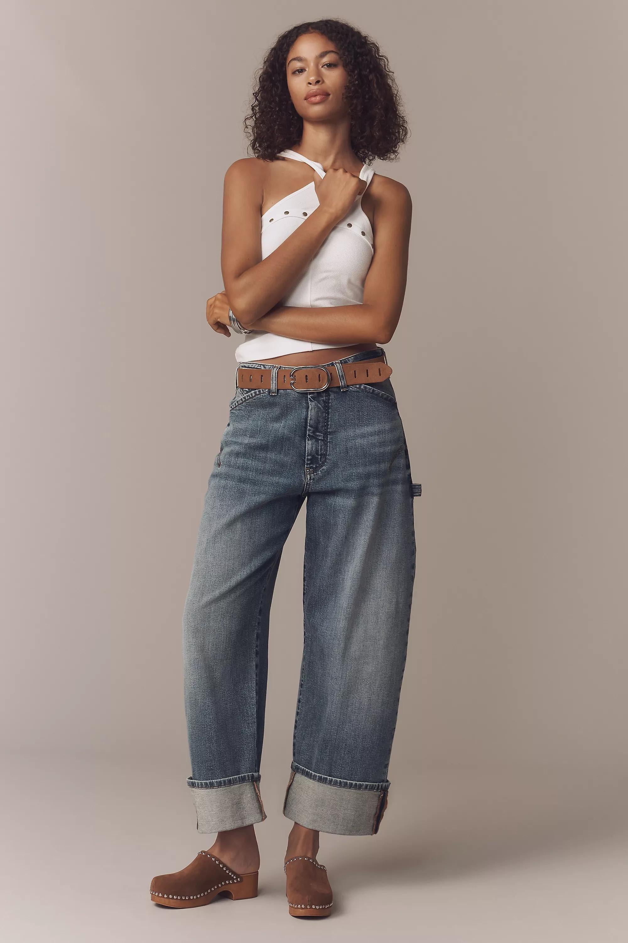 By Pilcro High-Rise Barrel Jeans, Blue, A501_0093, medium