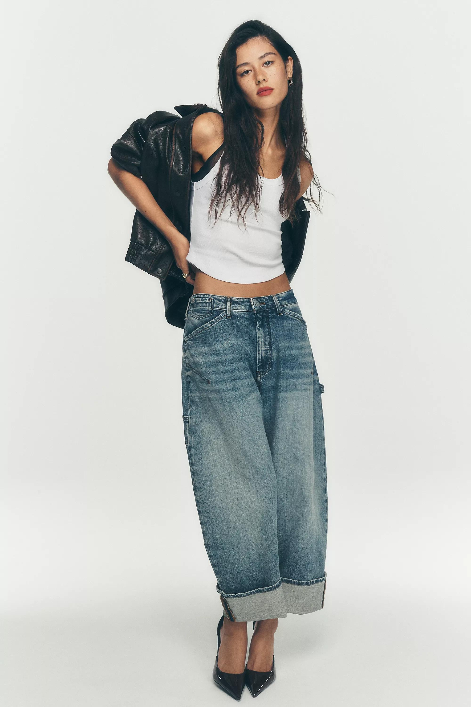 By Pilcro High-Rise Barrel Jeans, Blue, A501_0093, medium