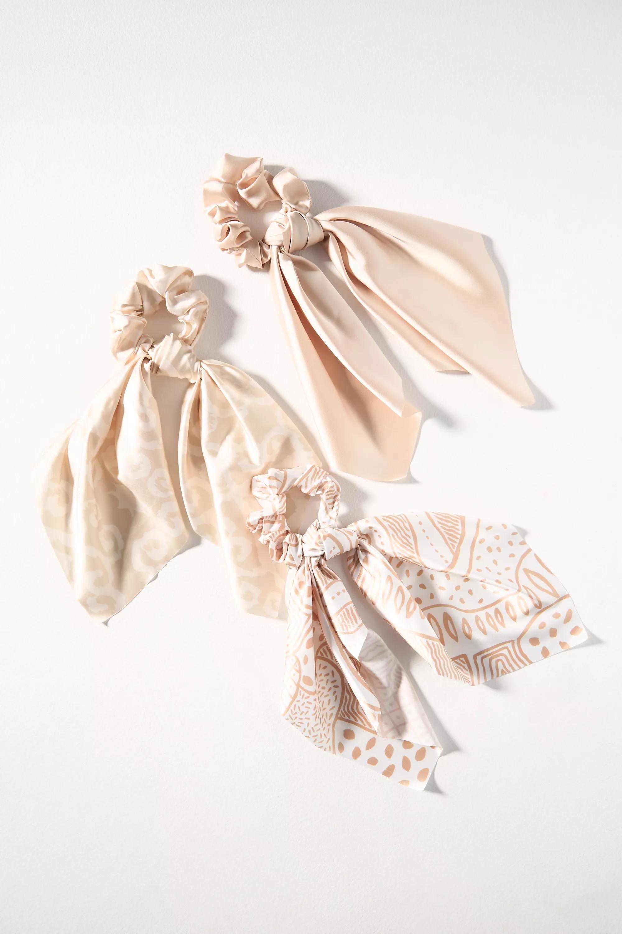 IVORY Assorted Patterned Hair Scarf Scrunchies, Set of 3, A501_0011, large image number 0