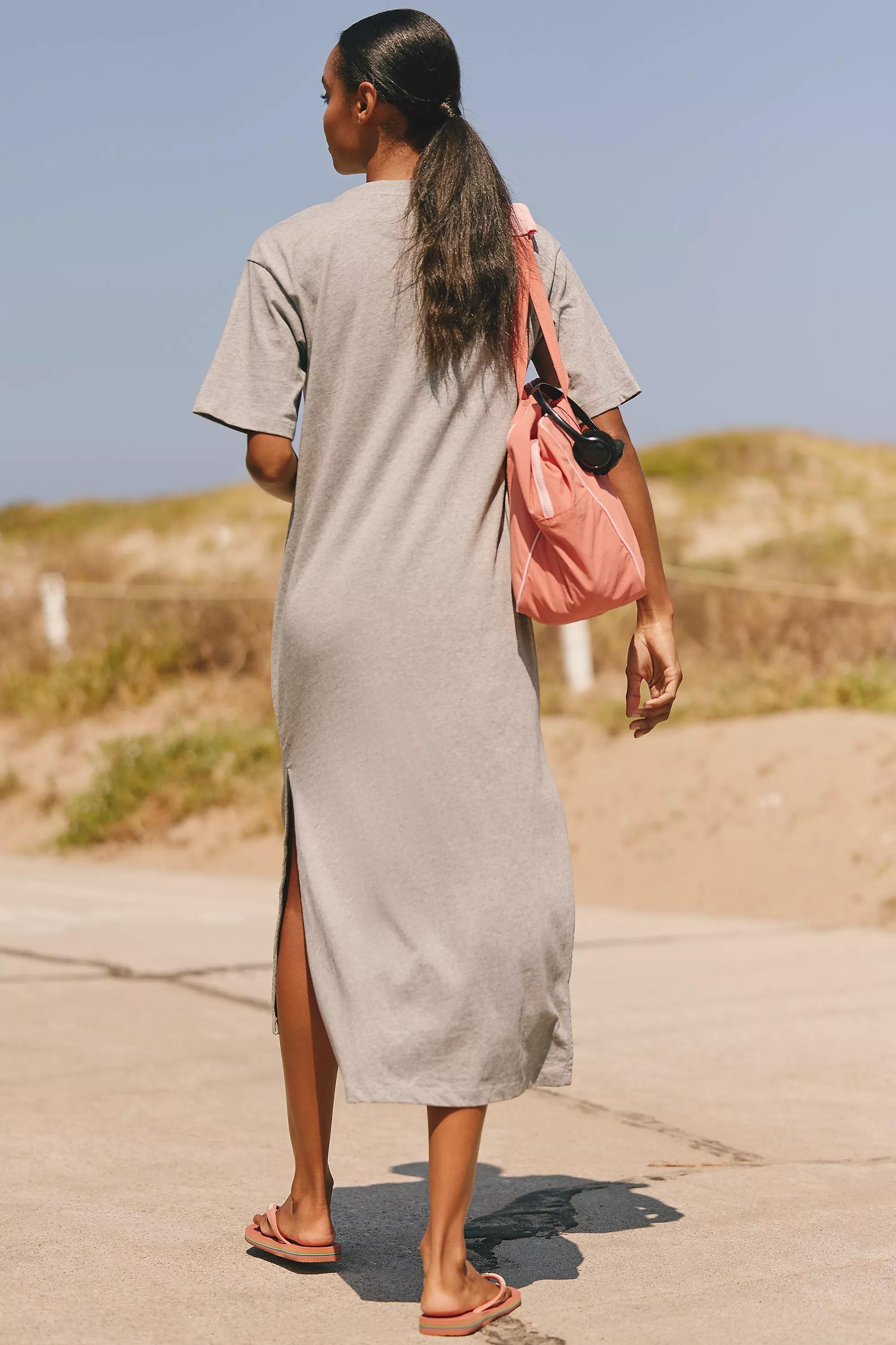 By Celandine Cotton Crew-Neck Midi Dress, Grey, A501_0500, medium