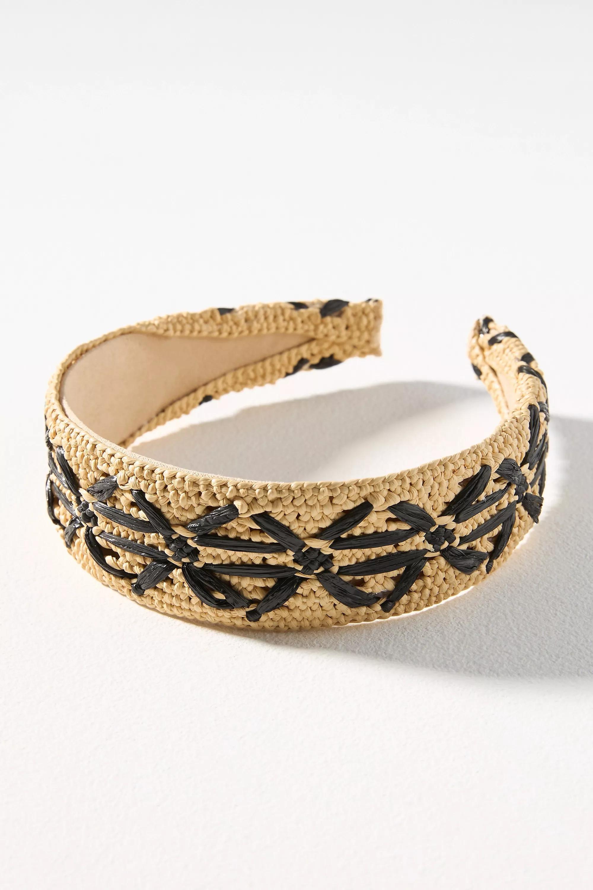 BLACK Crisscross Raffia Headband, A501_0001, large image number 0