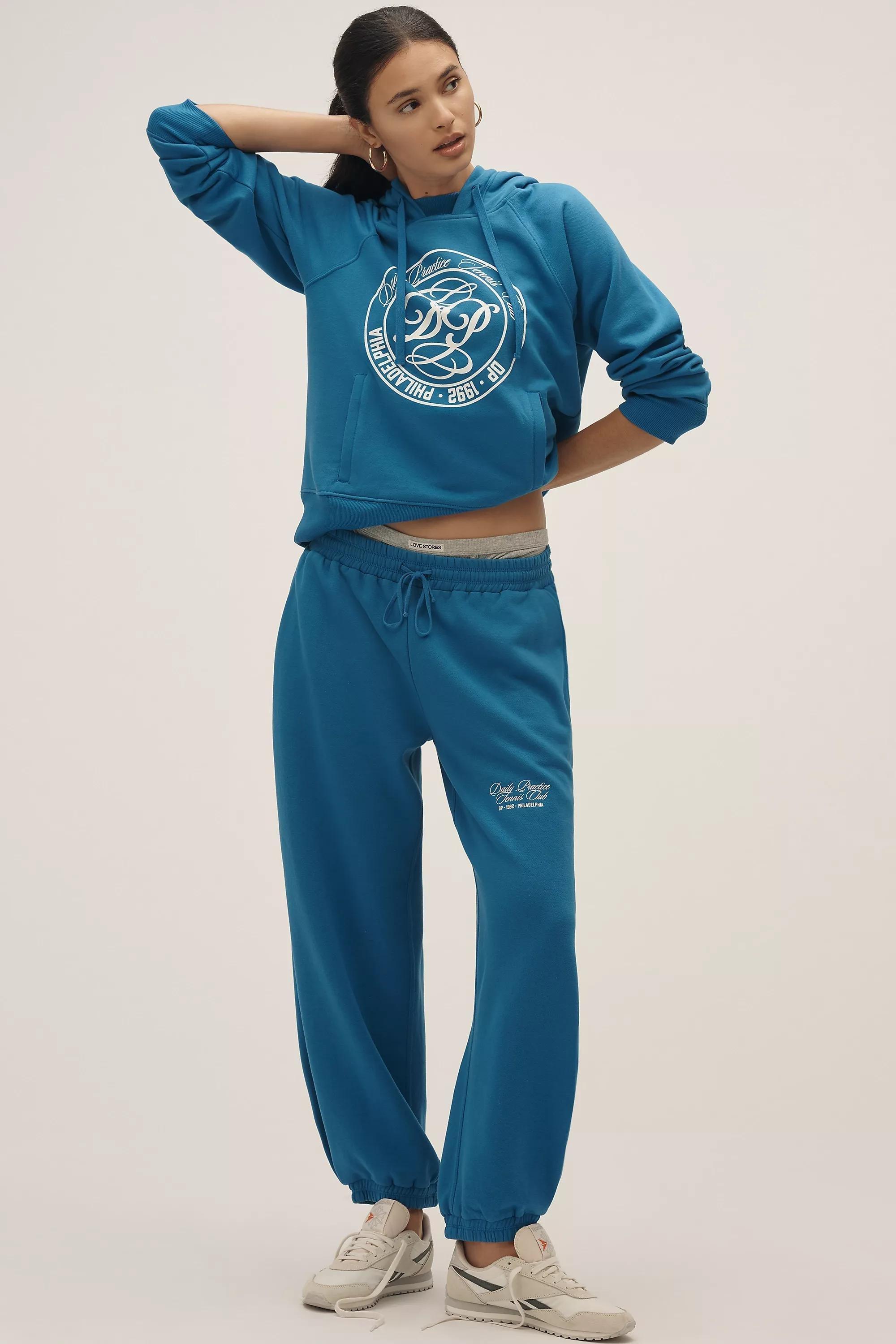 Daily Practice Cotton-Blend Graphic Hoodie, Blue, A501_0103, medium