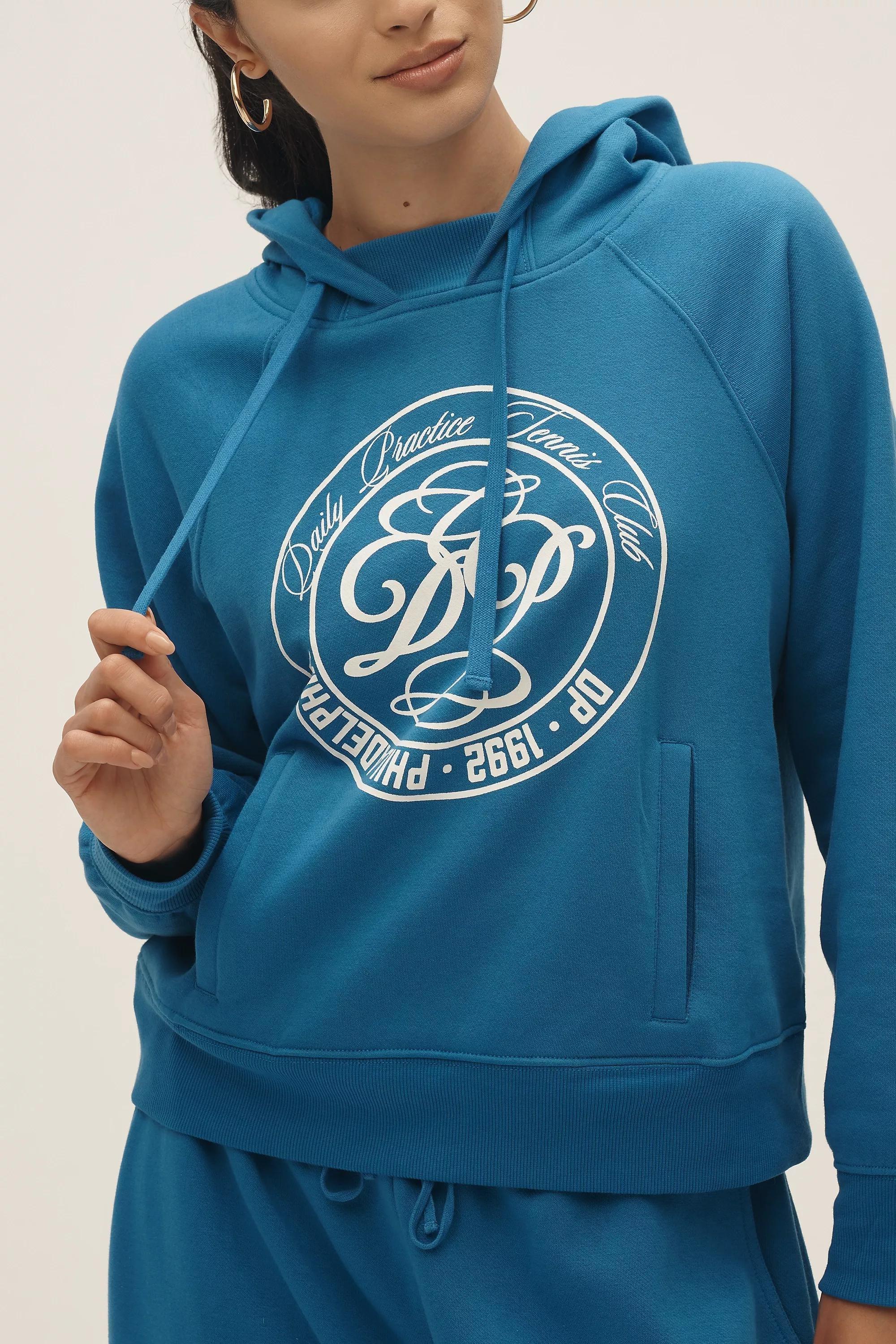 Daily Practice Cotton-Blend Graphic Hoodie, Blue, A501_0103, medium