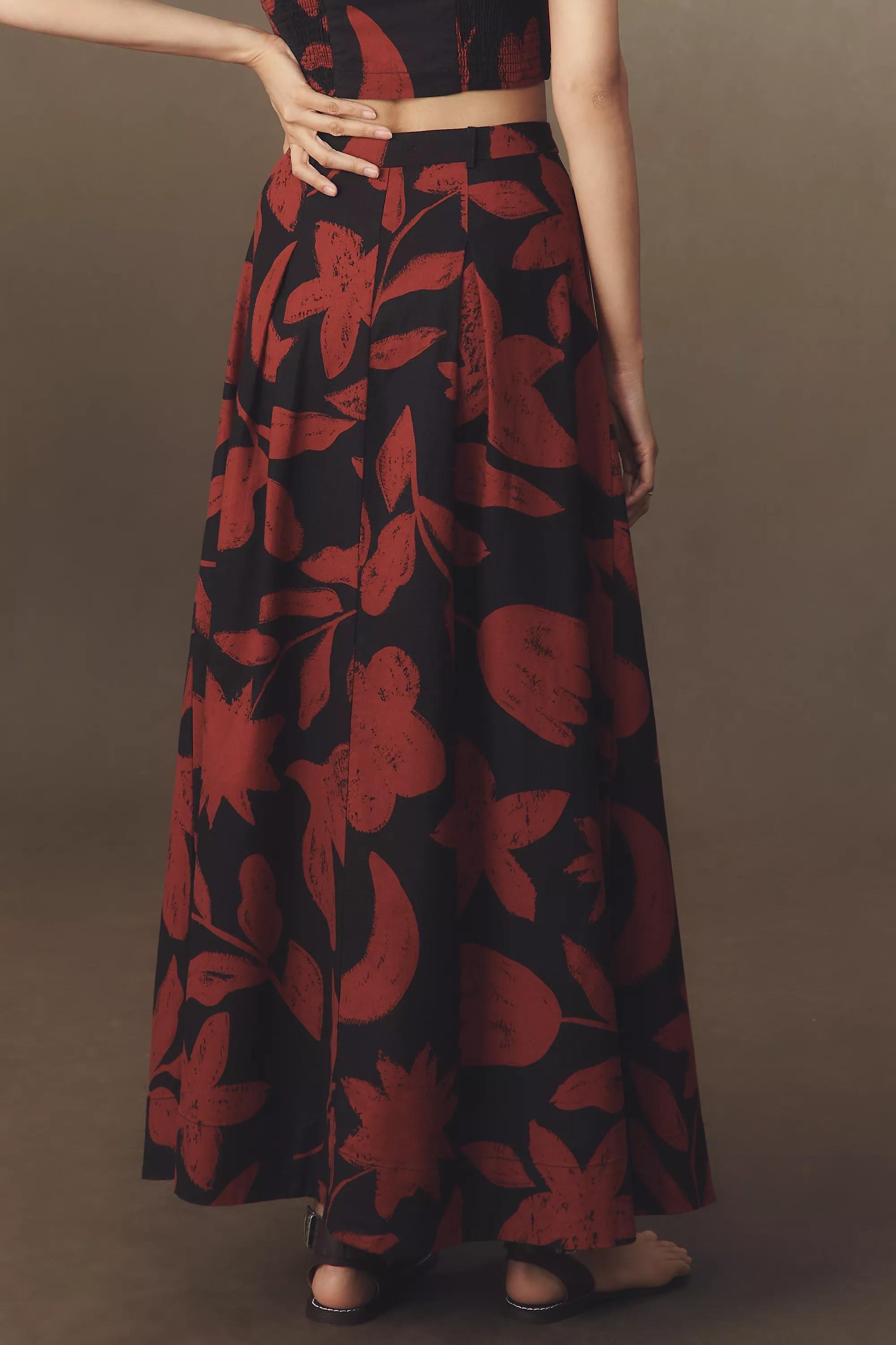 By Anthropologie Linen Blend Maxi Skirt, Brown, , large image number 3