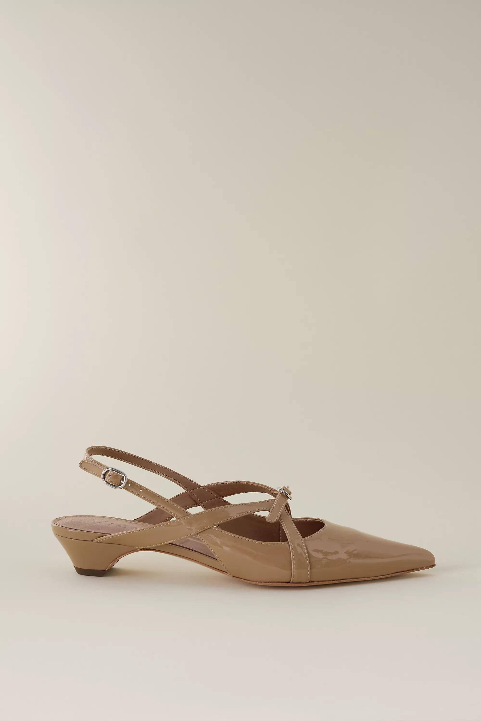 Vicenza Buckle Slingback Heels, Brown, A501_0023, medium