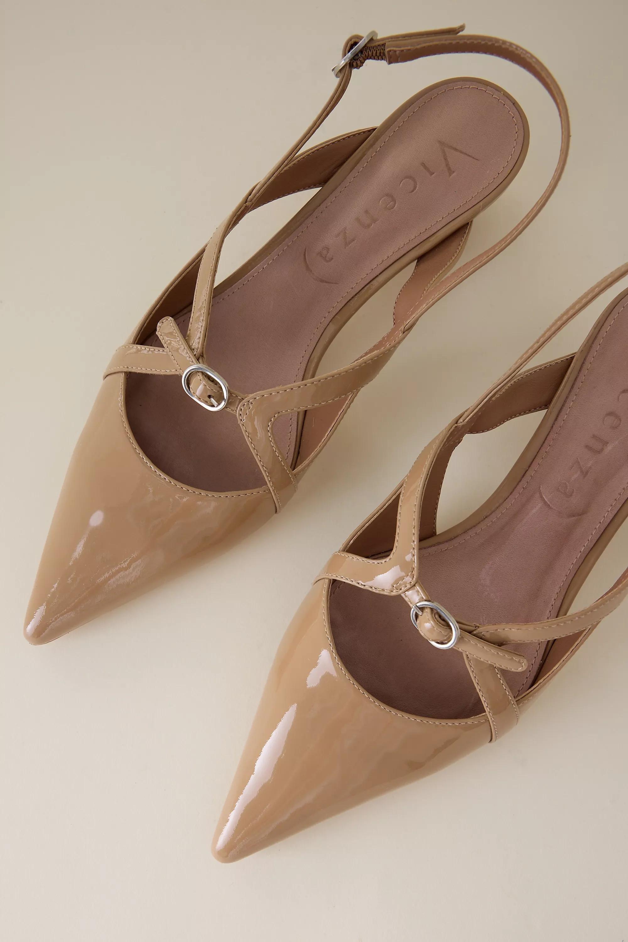Vicenza Buckle Slingback Heels, Brown, A501_0023, large image number 1
