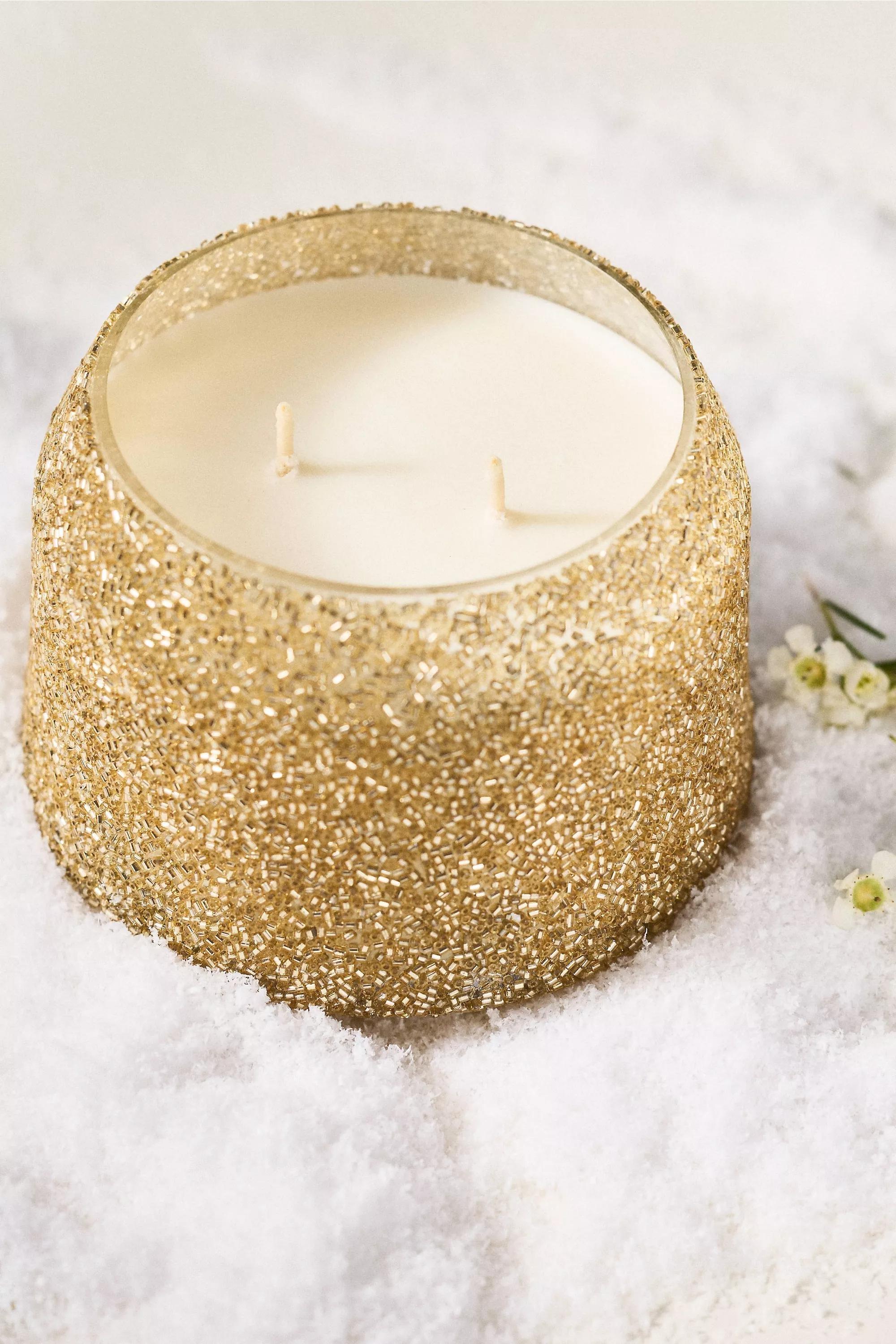 GOLD The Gather Candle by Anthropologie: Floral Sugared Poinsettia, A501_0070, large image number 4
