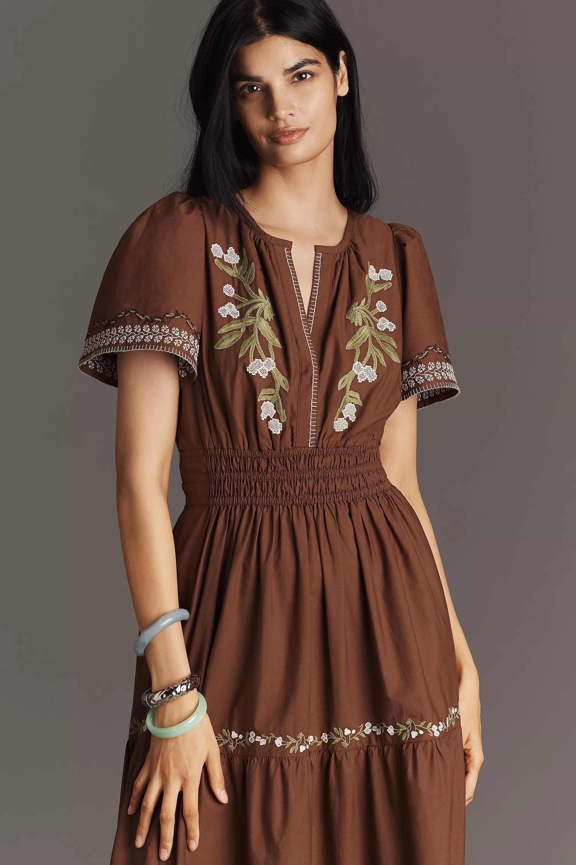 The Somerset Embroidered Maxi Dress, Brown, A501_0029, medium