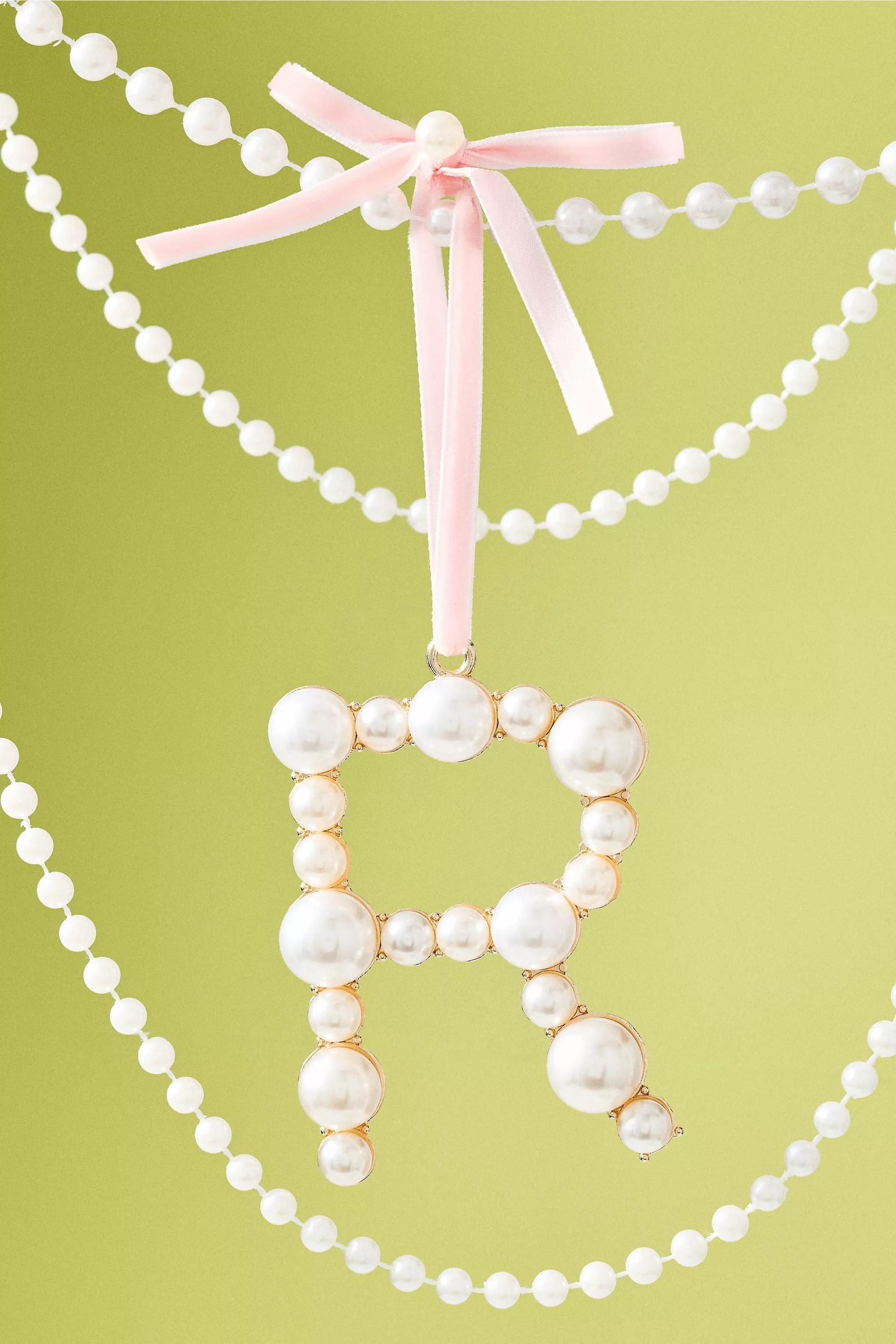 R Pearl Monogram Ornament, A501_0918, large image number 0