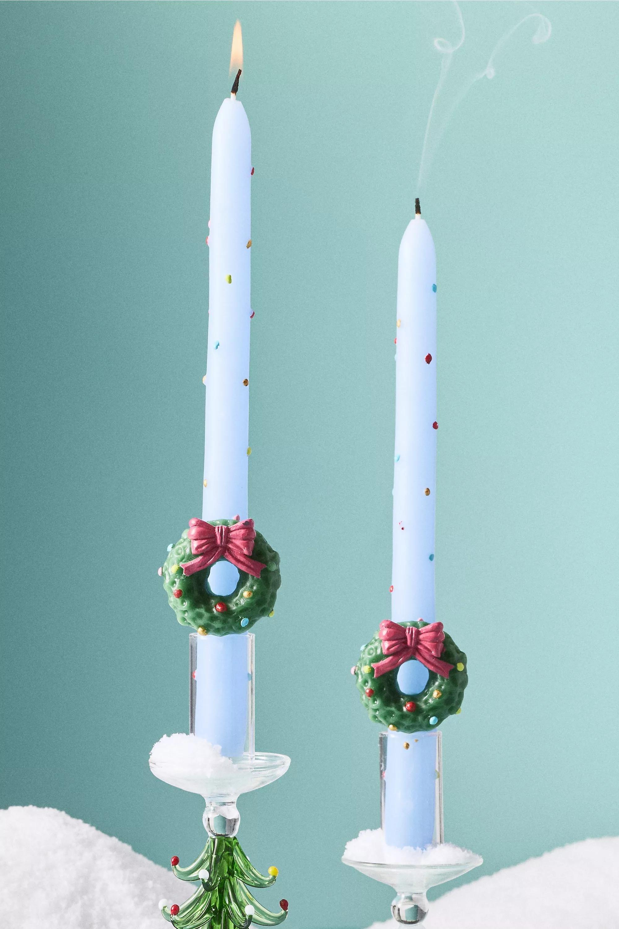 BLUE Festive Icon Taper Candles, Set of 2, A501_0040, large image number 0