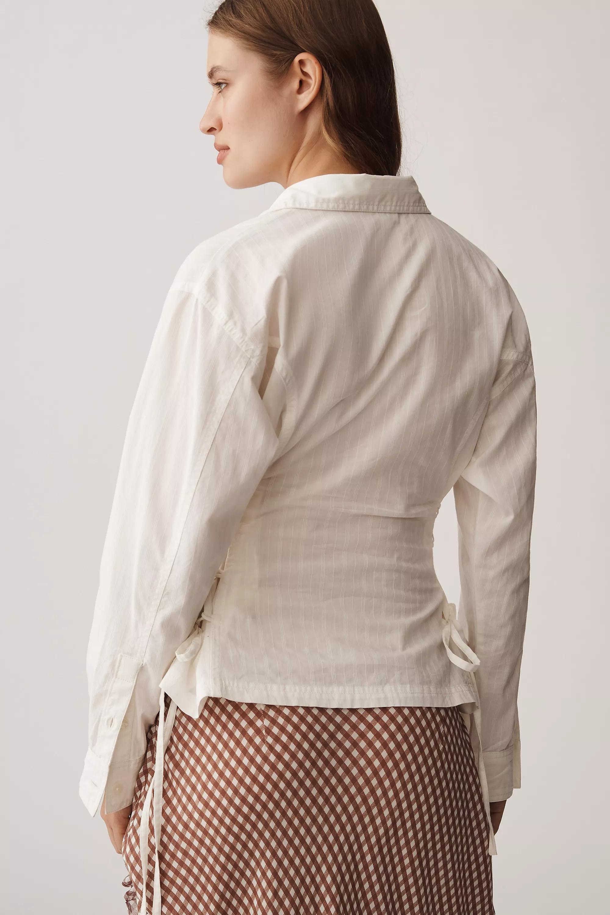 By Pilcro Long-Sleeve Pintuck Button-down Shirt, White, , large image number 1