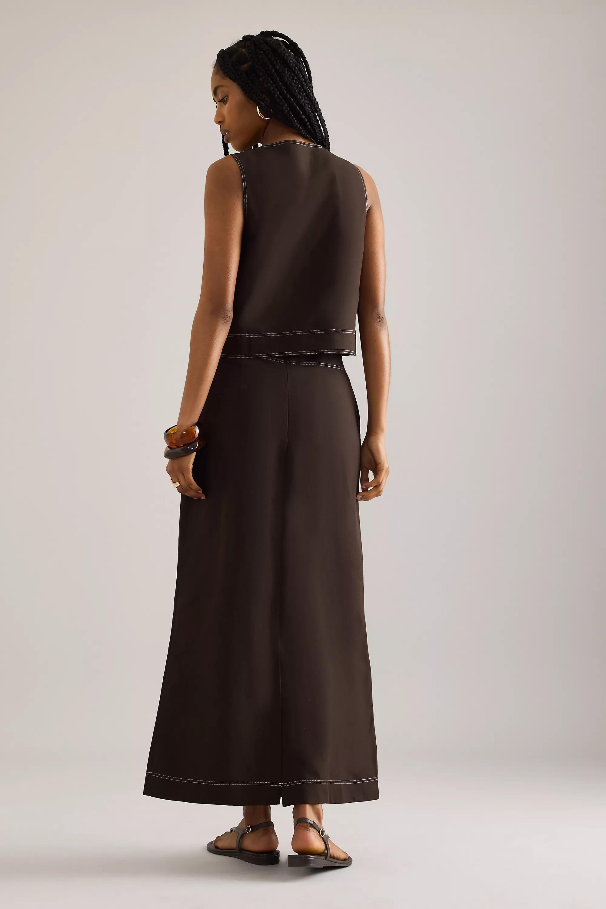 By Aligne Mia Linen Maxi Skirt, Brown, Brown, medium