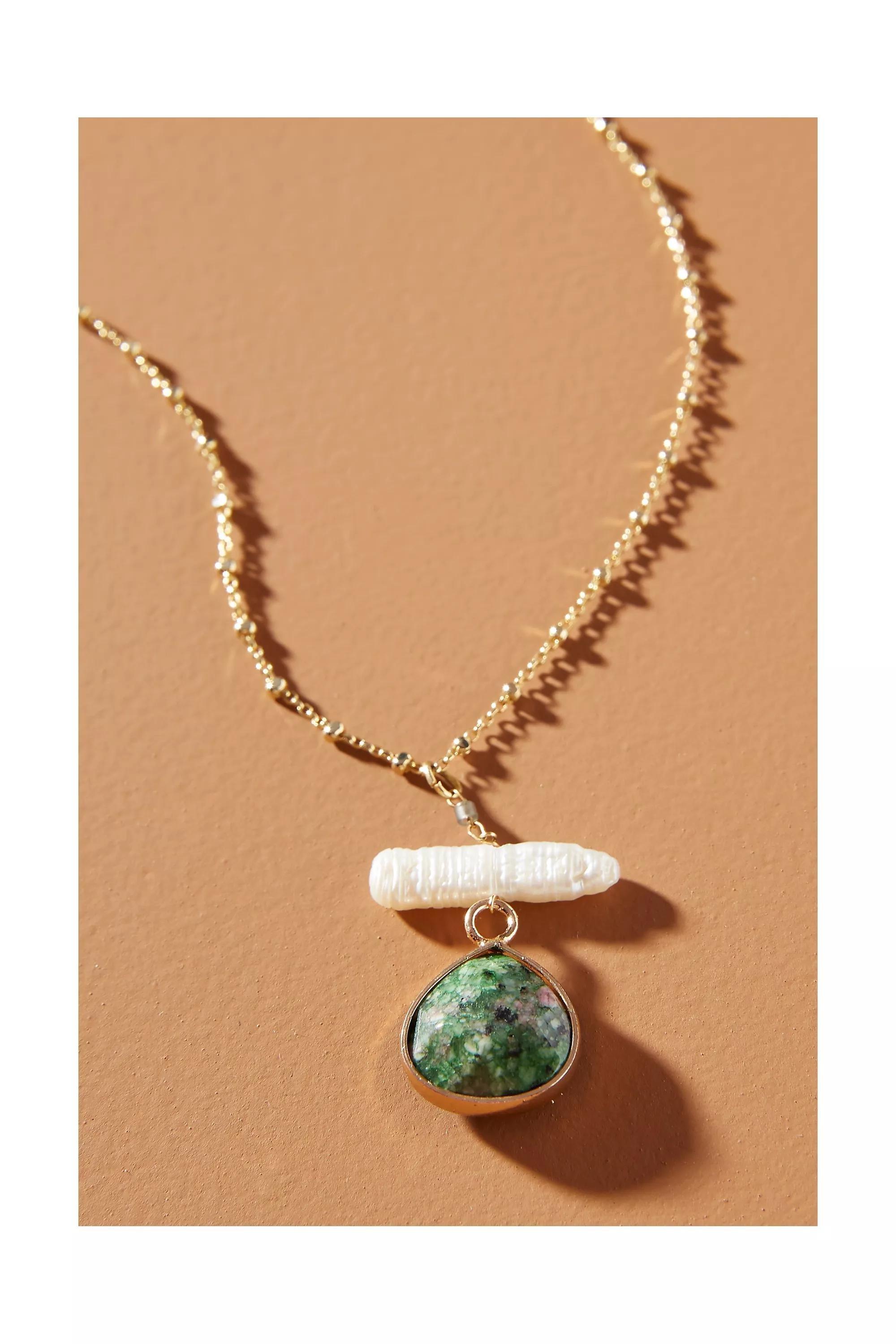 Baguette Crystal Necklace, Green, A501_0030, large image number 2