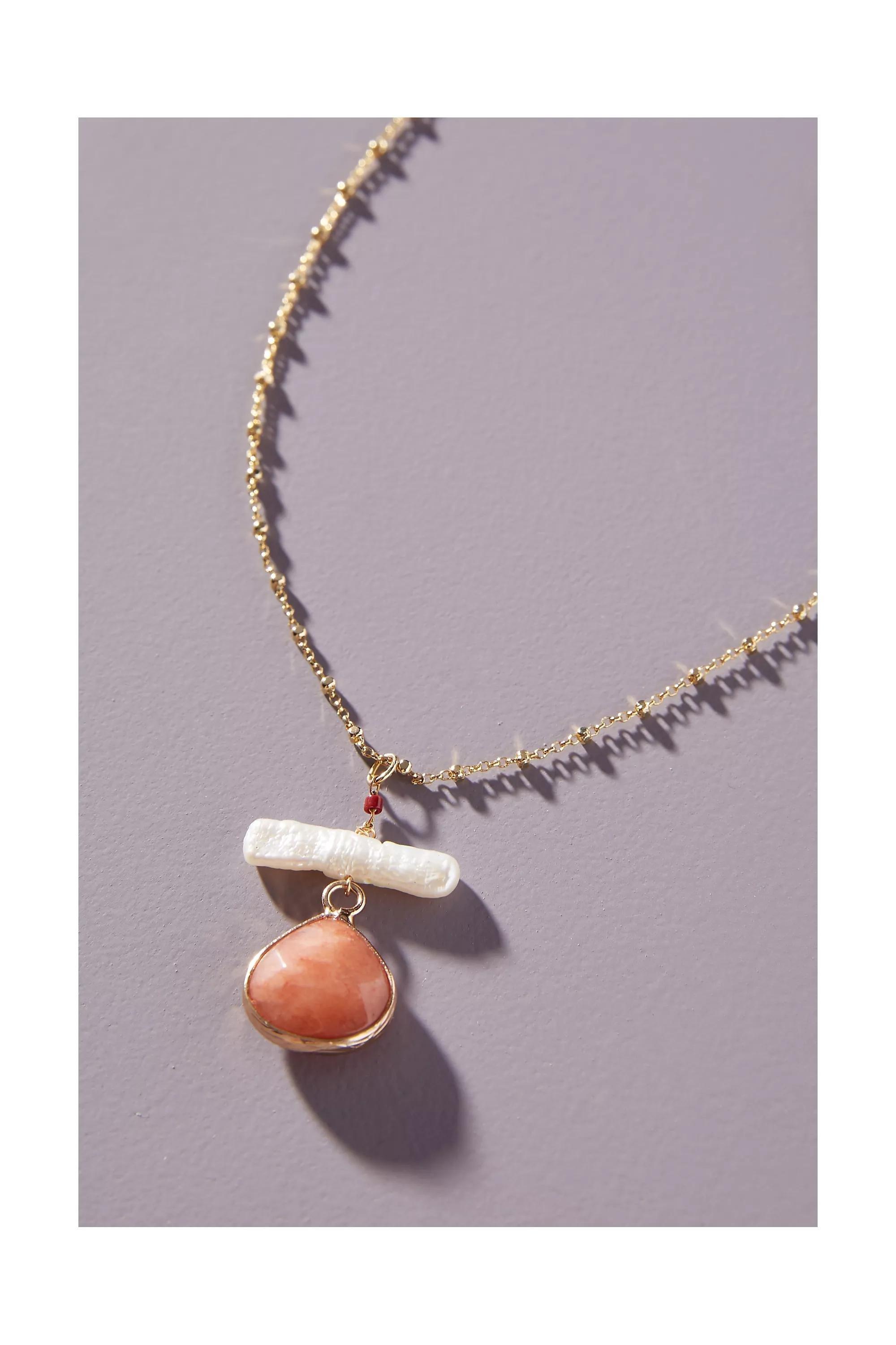 Baguette Crystal Necklace, Pink, A501_0066, large image number 0