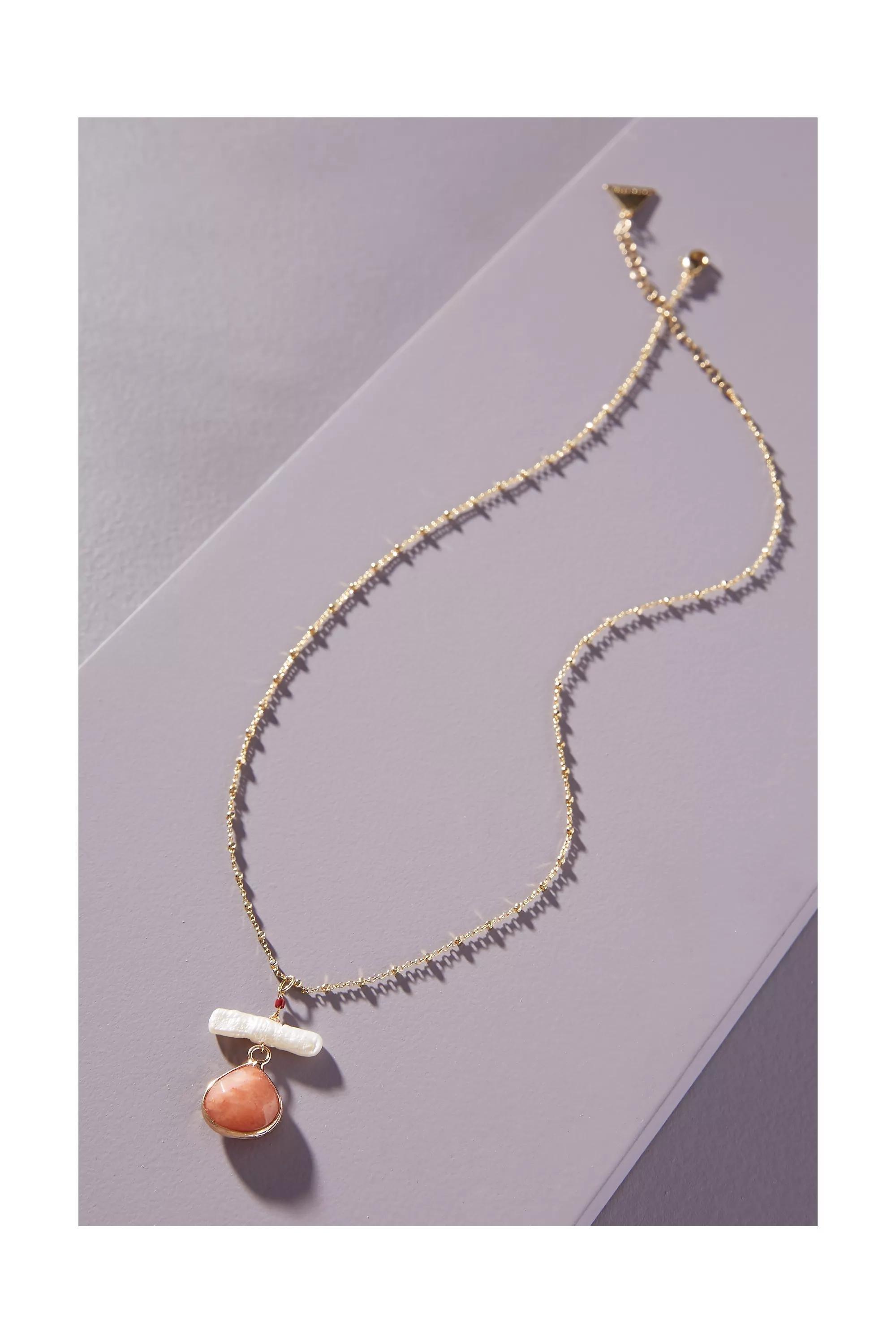 Baguette Crystal Necklace, Pink, A501_0066, large image number 3