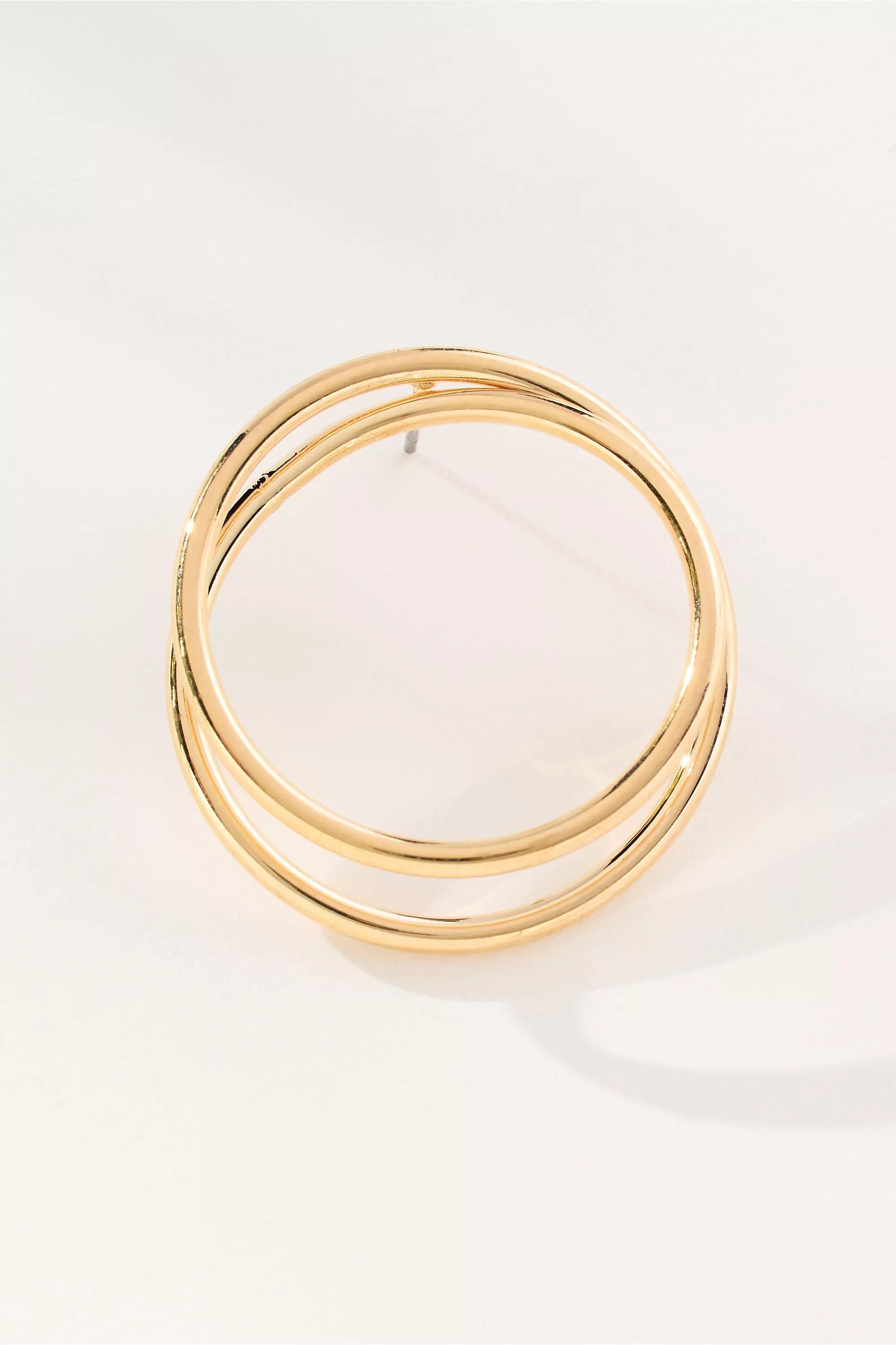 Small Spiralled Circle Post Earrings, Gold, A501_0070, large image number 1