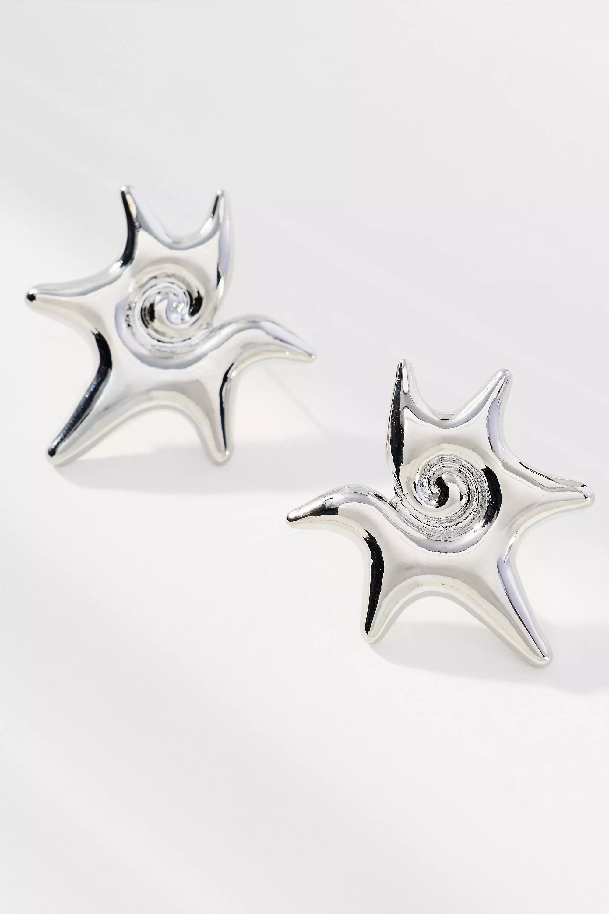 Sunburst Post Earrings, Silver, A501_0007, medium