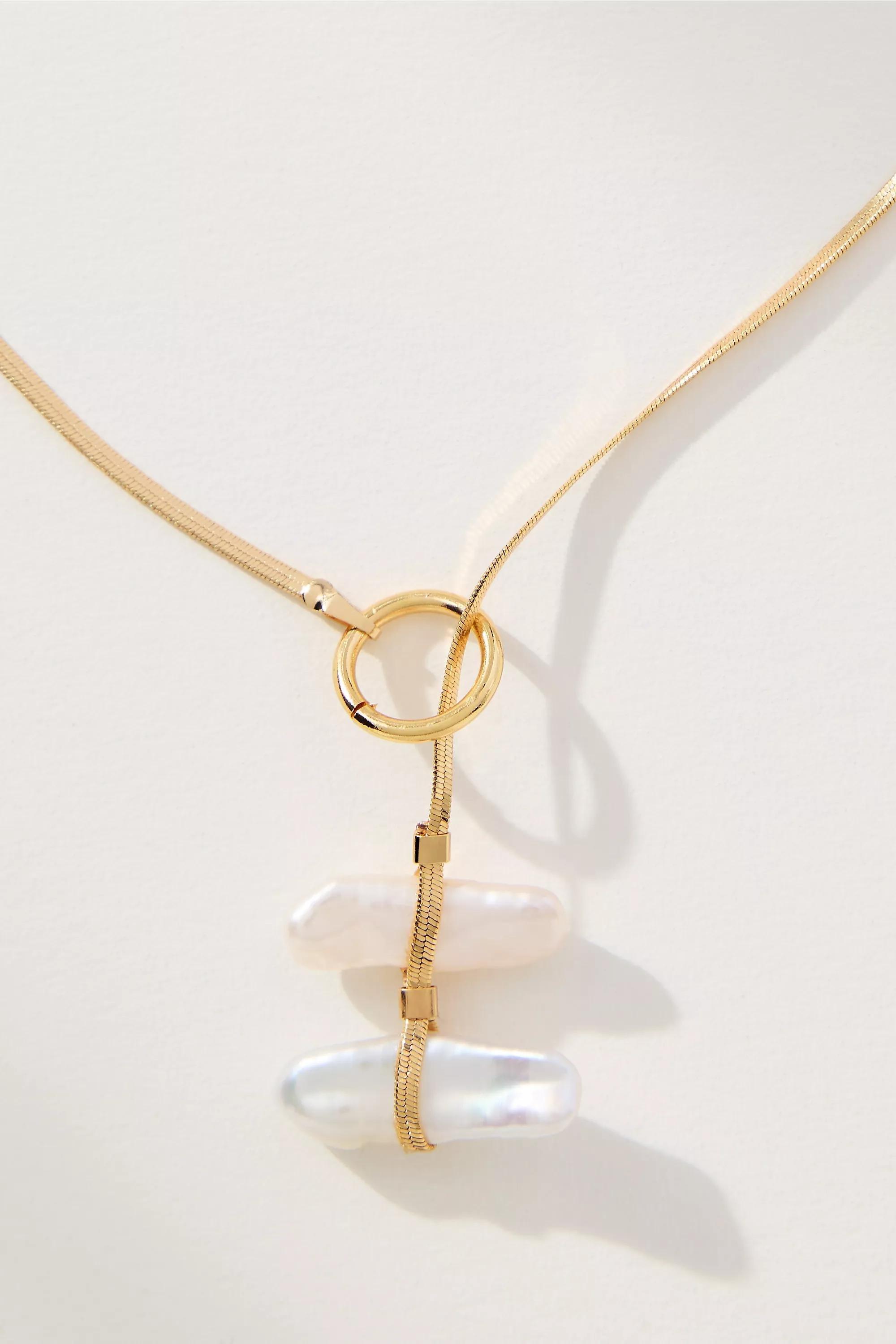 Pearl Lariat Slider Necklace, A501_0017, large image number 1