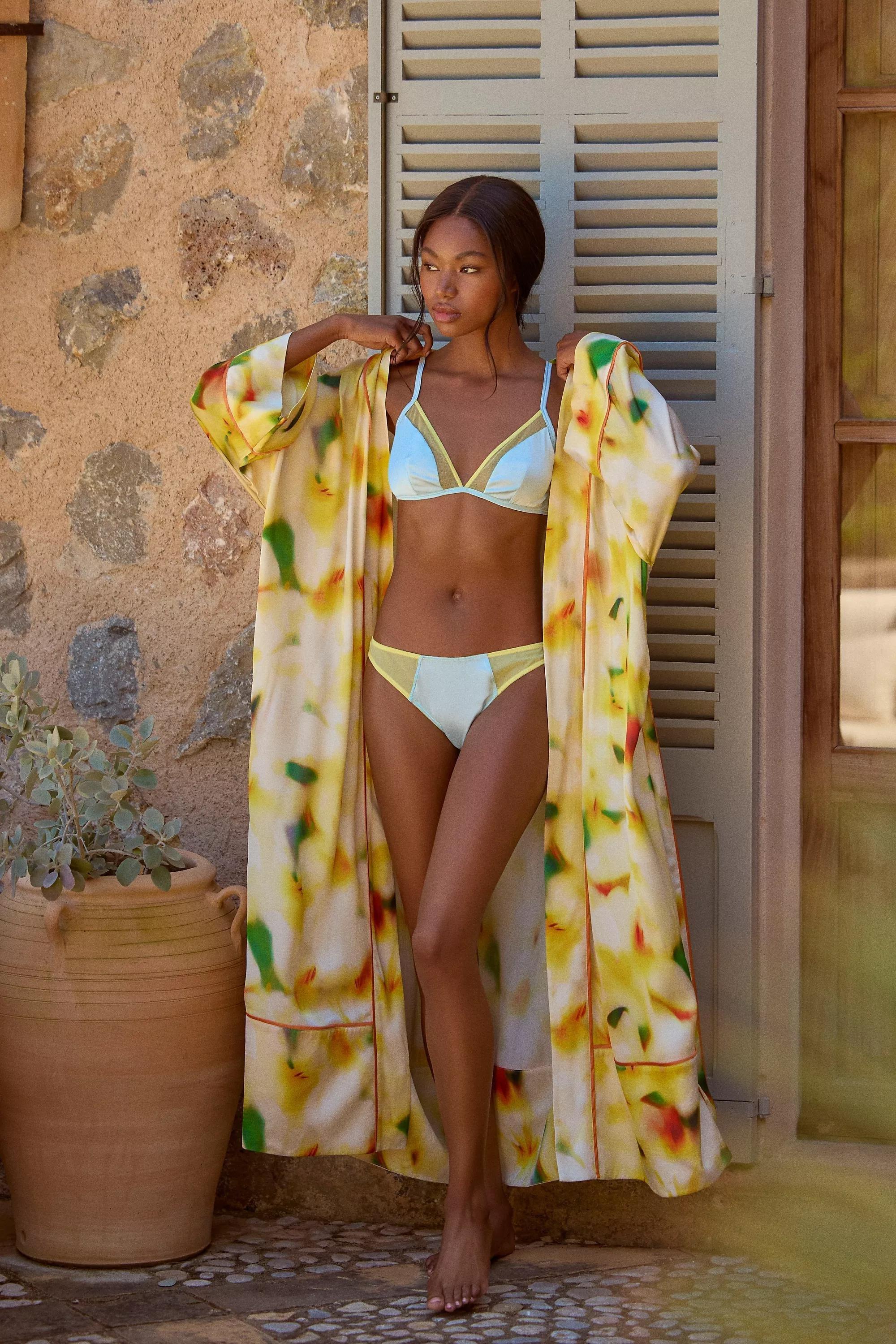 Lyrebird Satin Maxi Robe, Yellow, , large image number 1