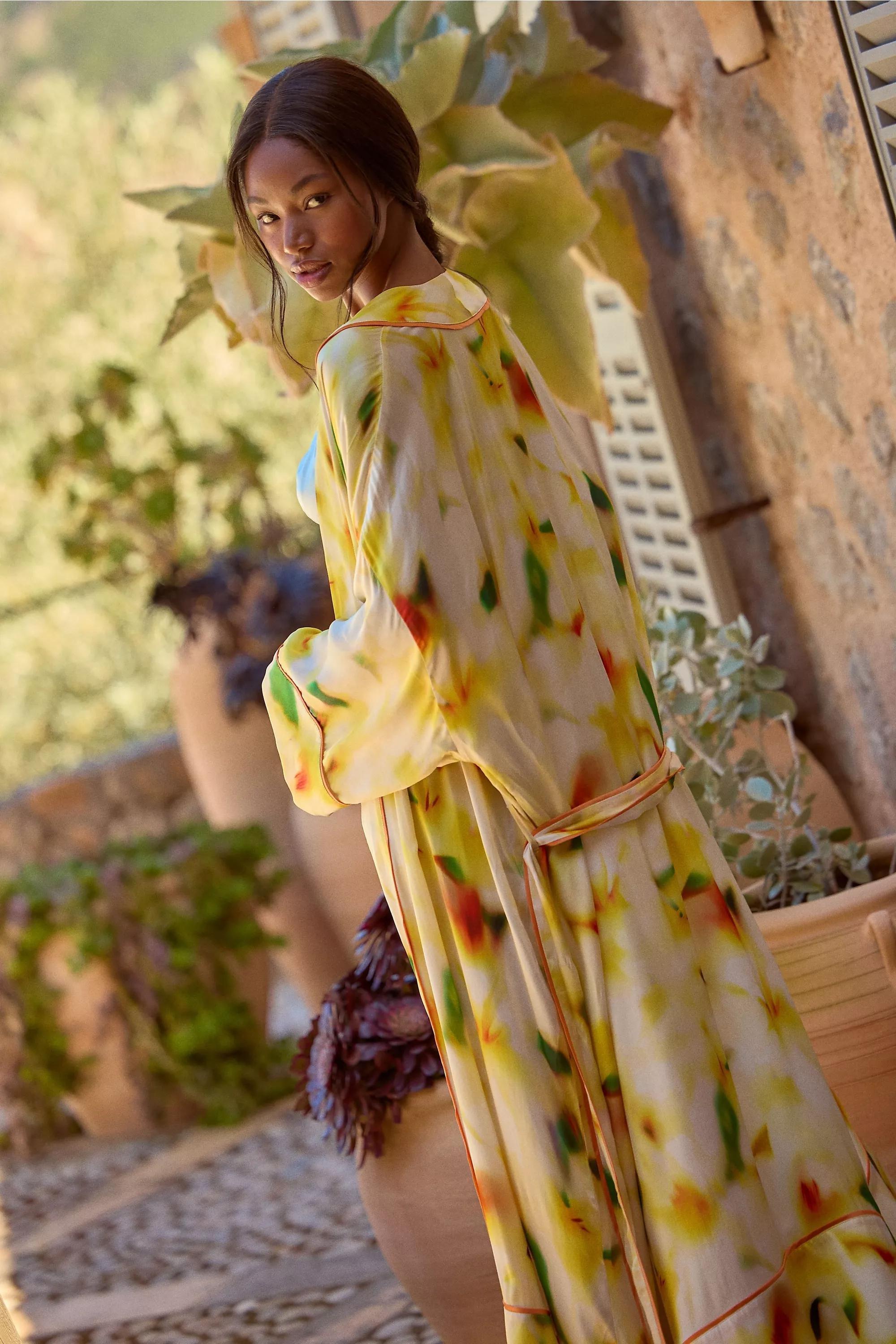 Lyrebird Satin Maxi Robe, Yellow, , large image number 2