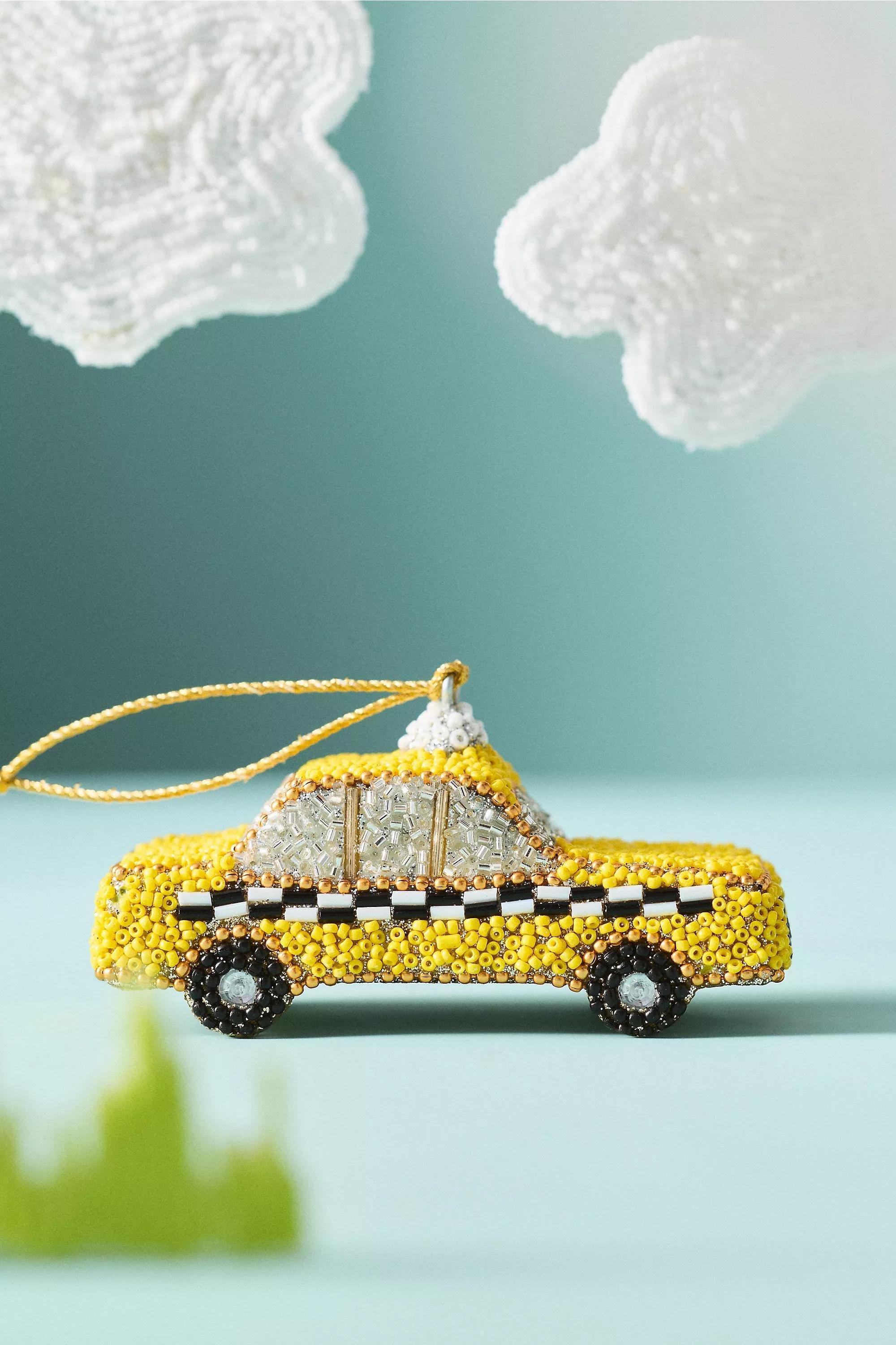 Beaded Travel Ornament, Yellow, A501_0072, medium