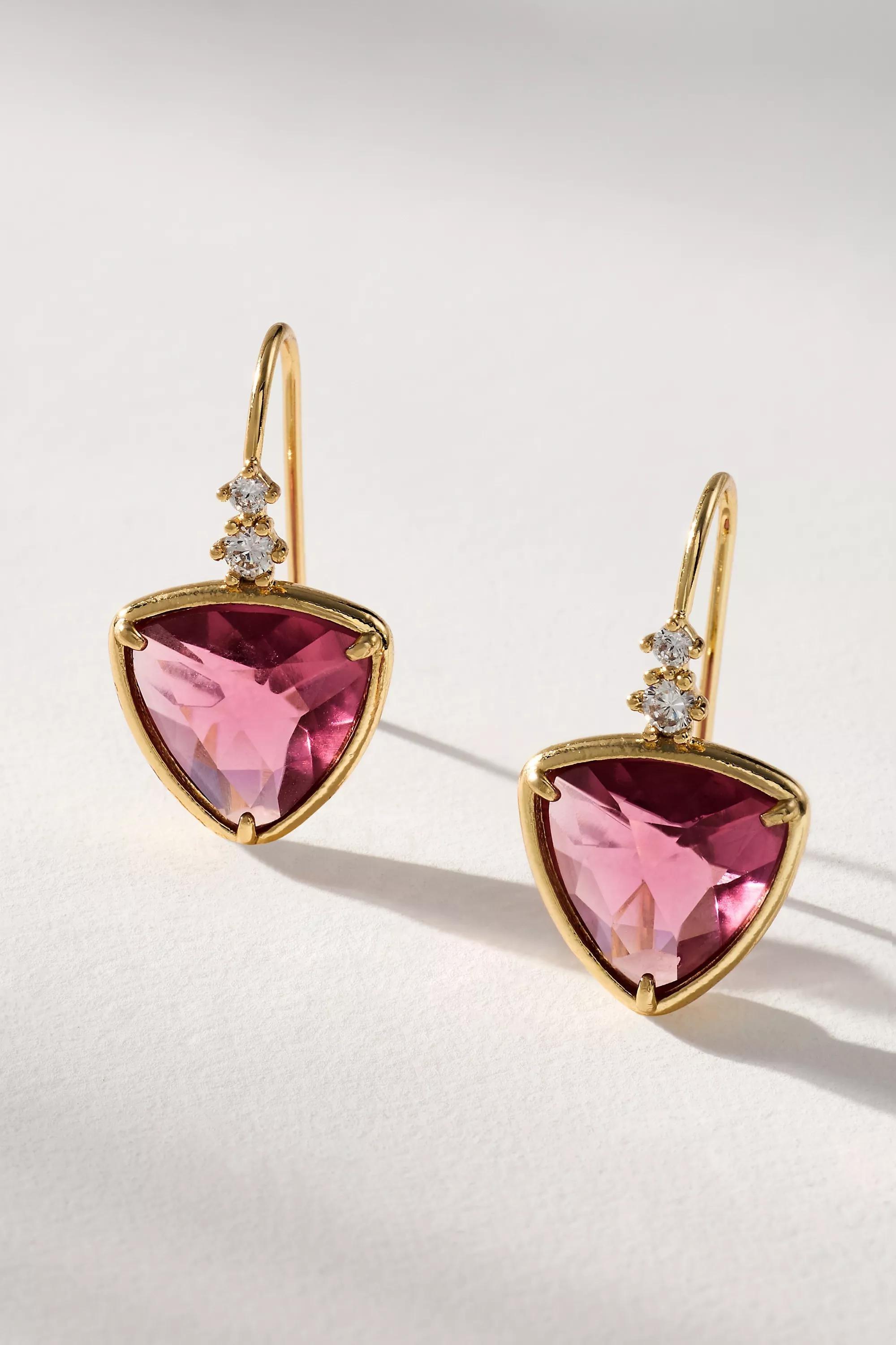 PINK Faceted Stone Drop Earrings, A501_0066, large image number 0