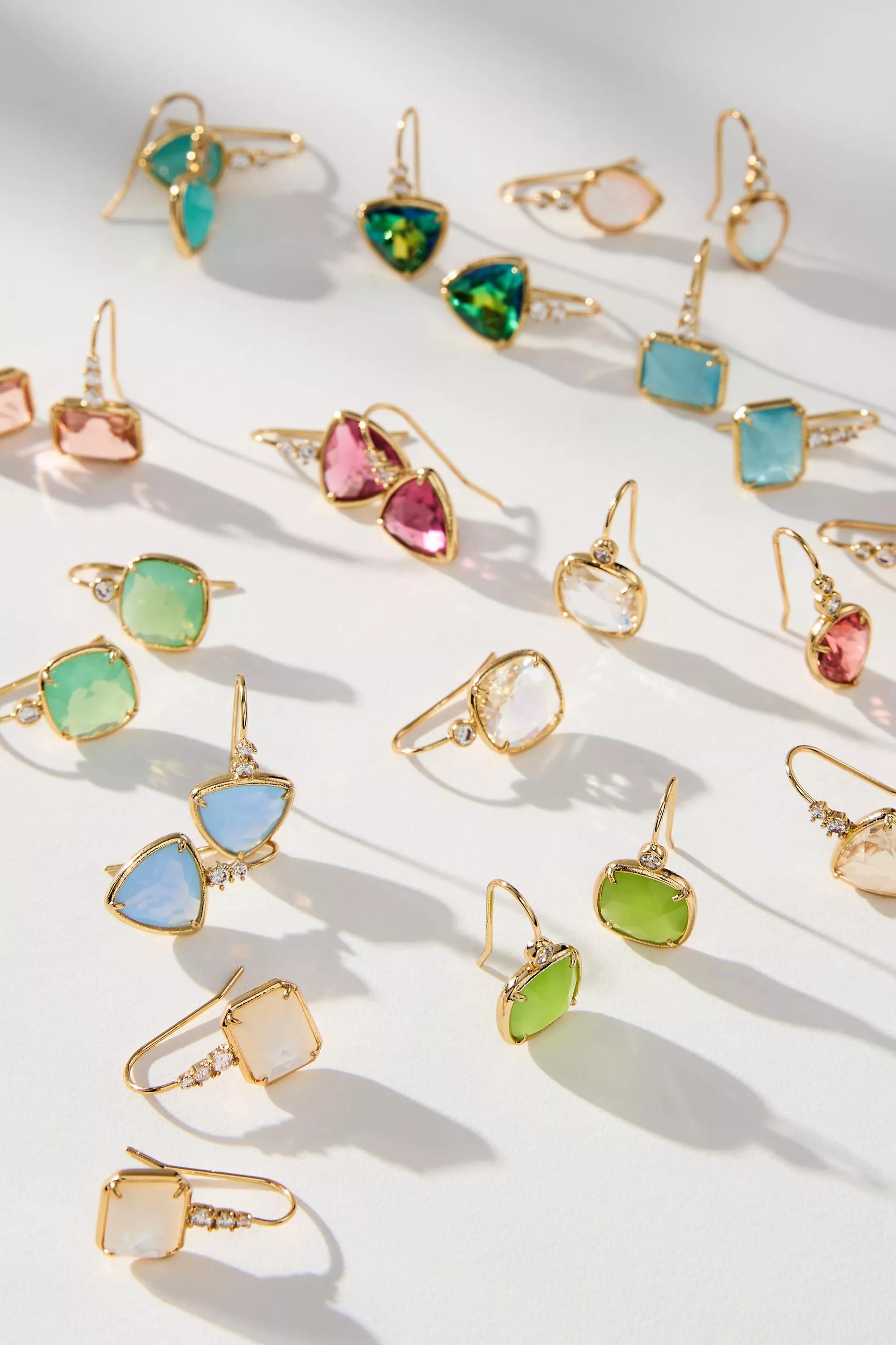 PINK Faceted Stone Drop Earrings, A501_0066, large image number 3