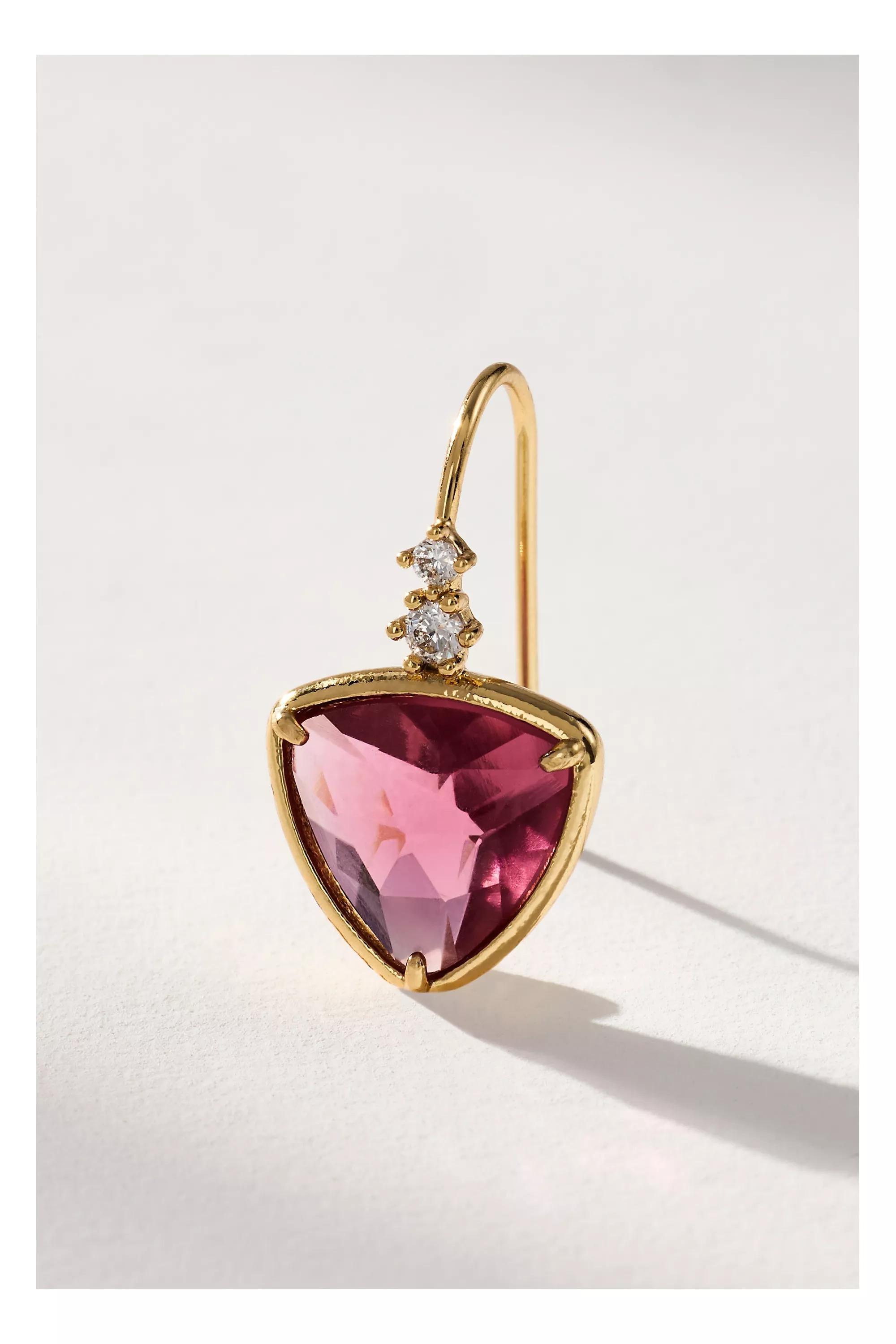 PINK Faceted Stone Drop Earrings, A501_0066, large image number 4