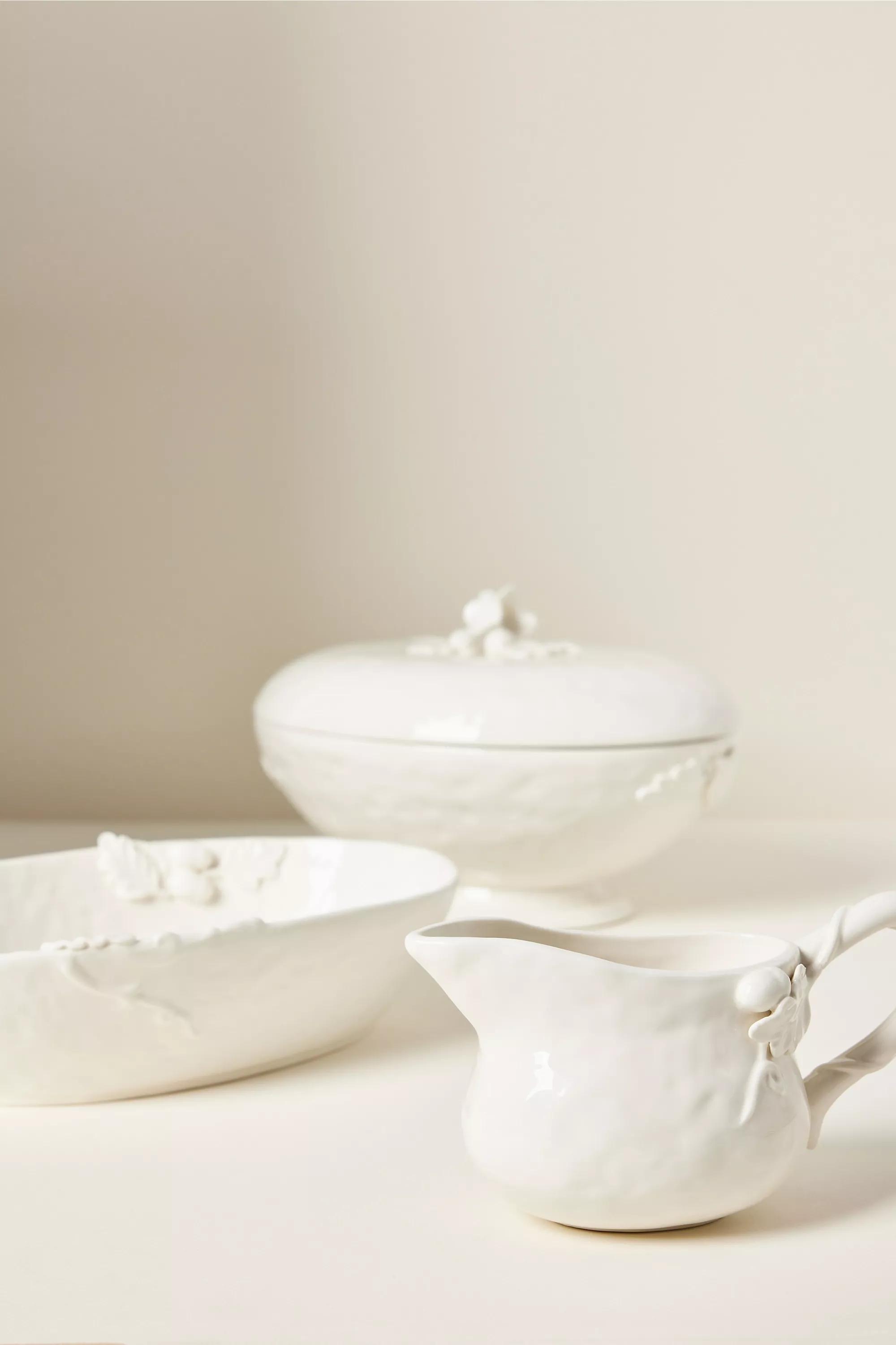 Oak Leaf Stoneware Medium Serve Bowl, Pearl, A501_0017, large image number 1